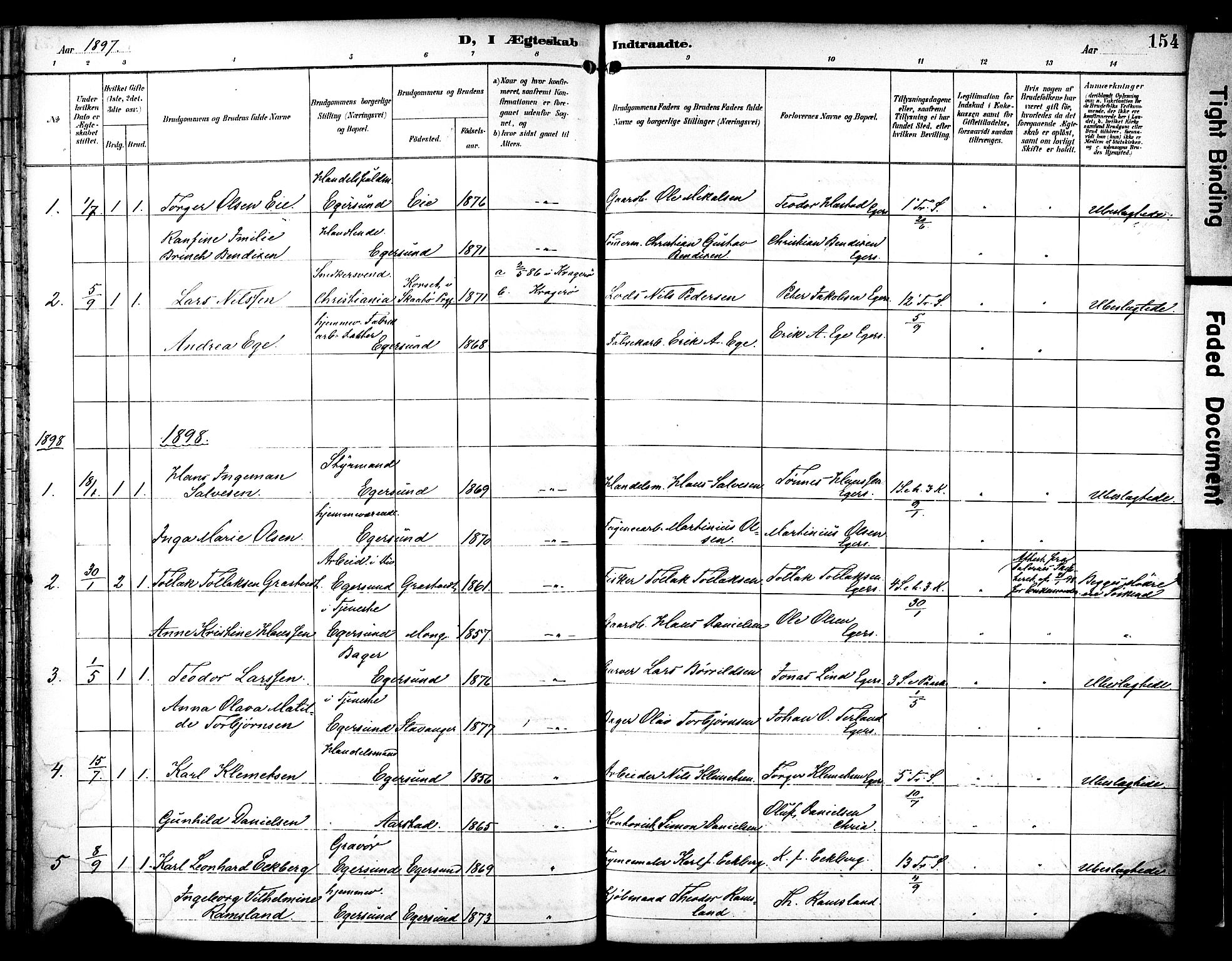 Eigersund sokneprestkontor, AV/SAST-A-101807/S08/L0019: Parish register (official) no. A 18, 1892-1905, p. 154