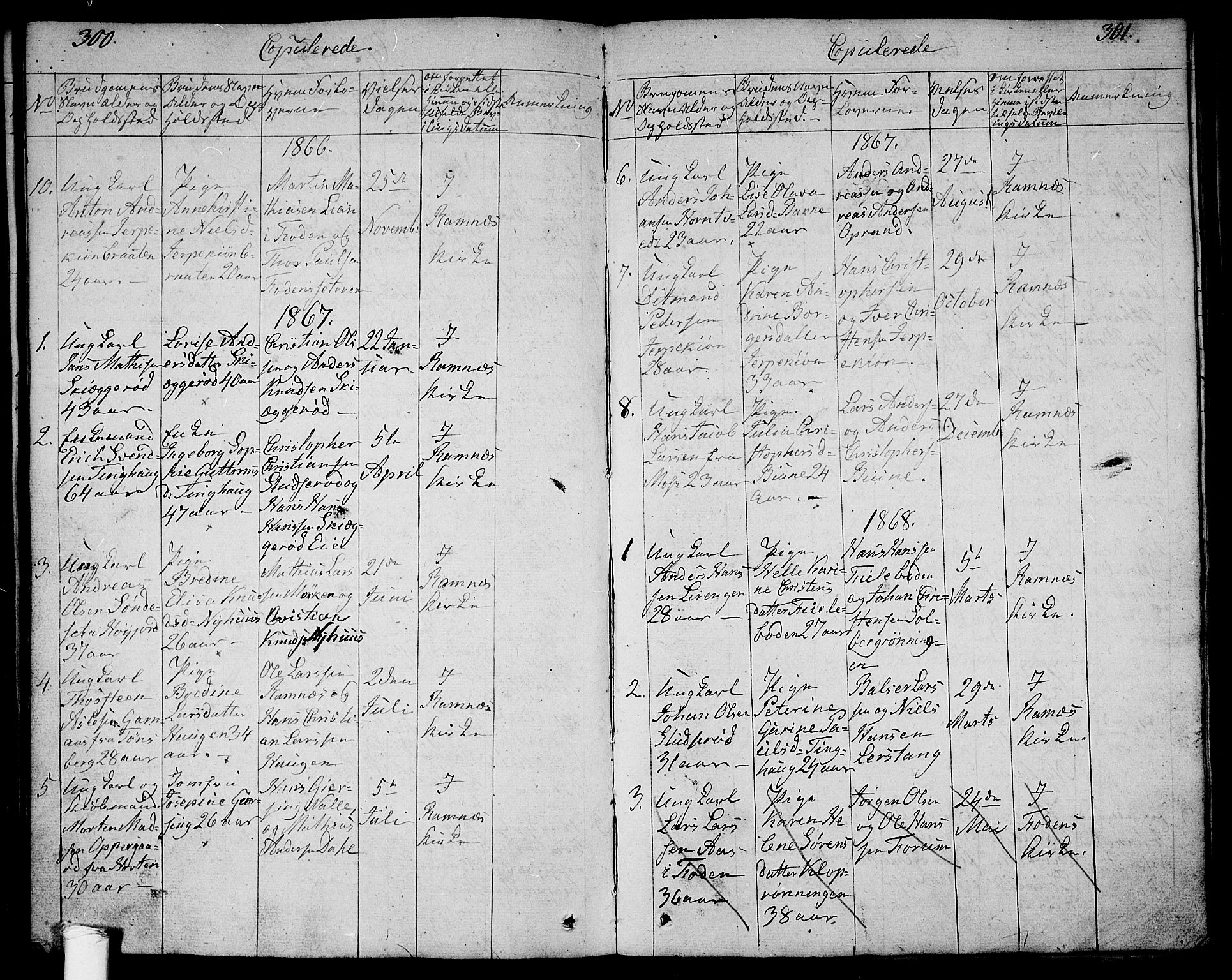 Ramnes kirkebøker, SAKO/A-314/G/Ga/L0002: Parish register (copy) no. I 2, 1848-1870, p. 300-301