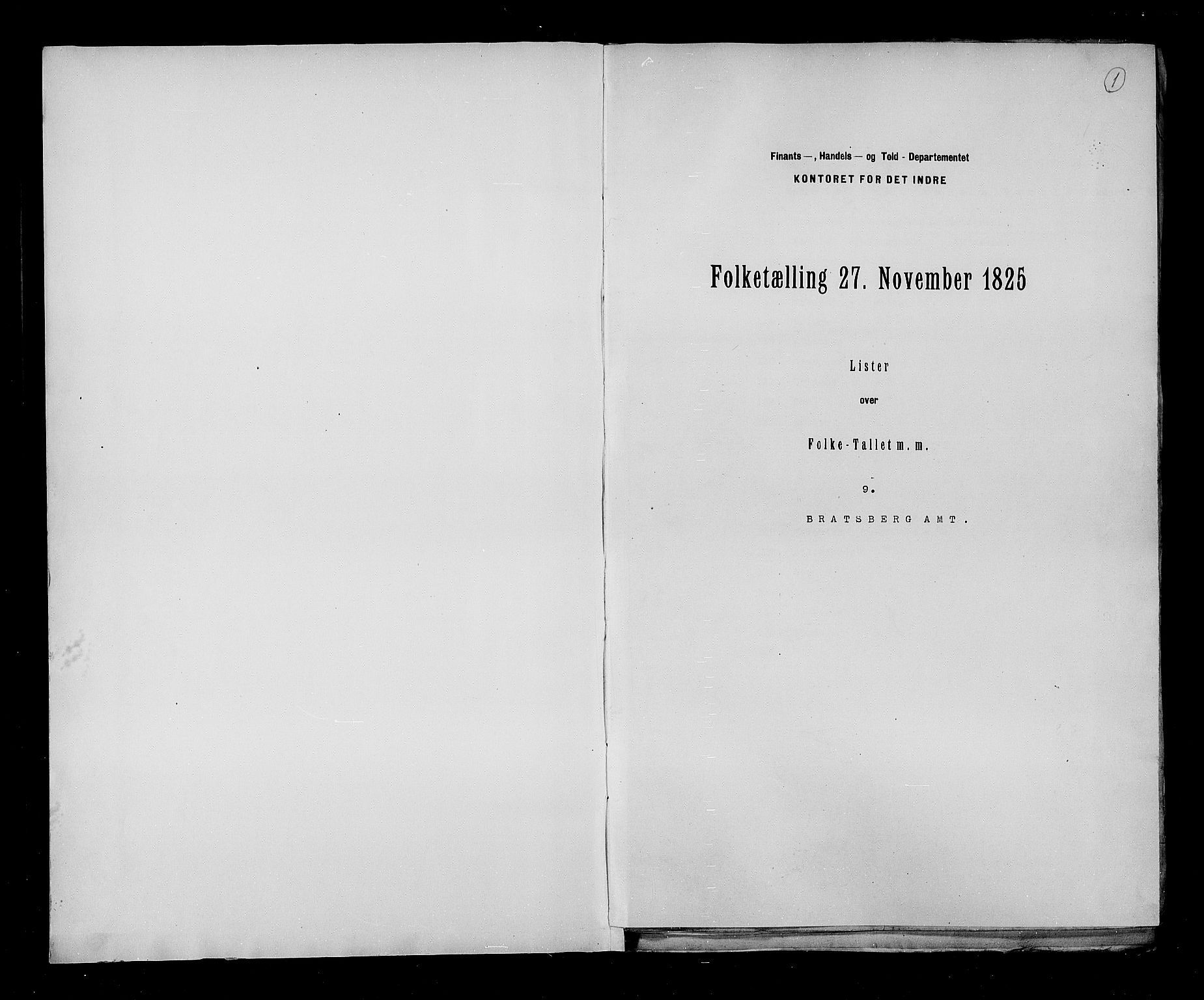RA, Census 1825, vol. 9: Bratsberg amt, 1825, p. 1