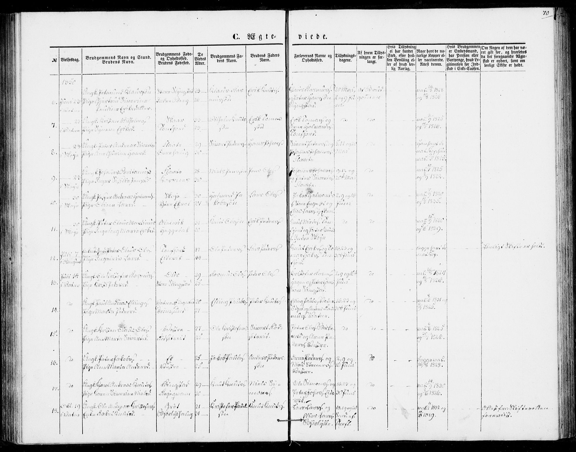 Ministerialprotokoller, klokkerbøker og fødselsregistre - Møre og Romsdal, SAT/A-1454/524/L0353: Parish register (official) no. 524A05, 1848-1856, p. 70