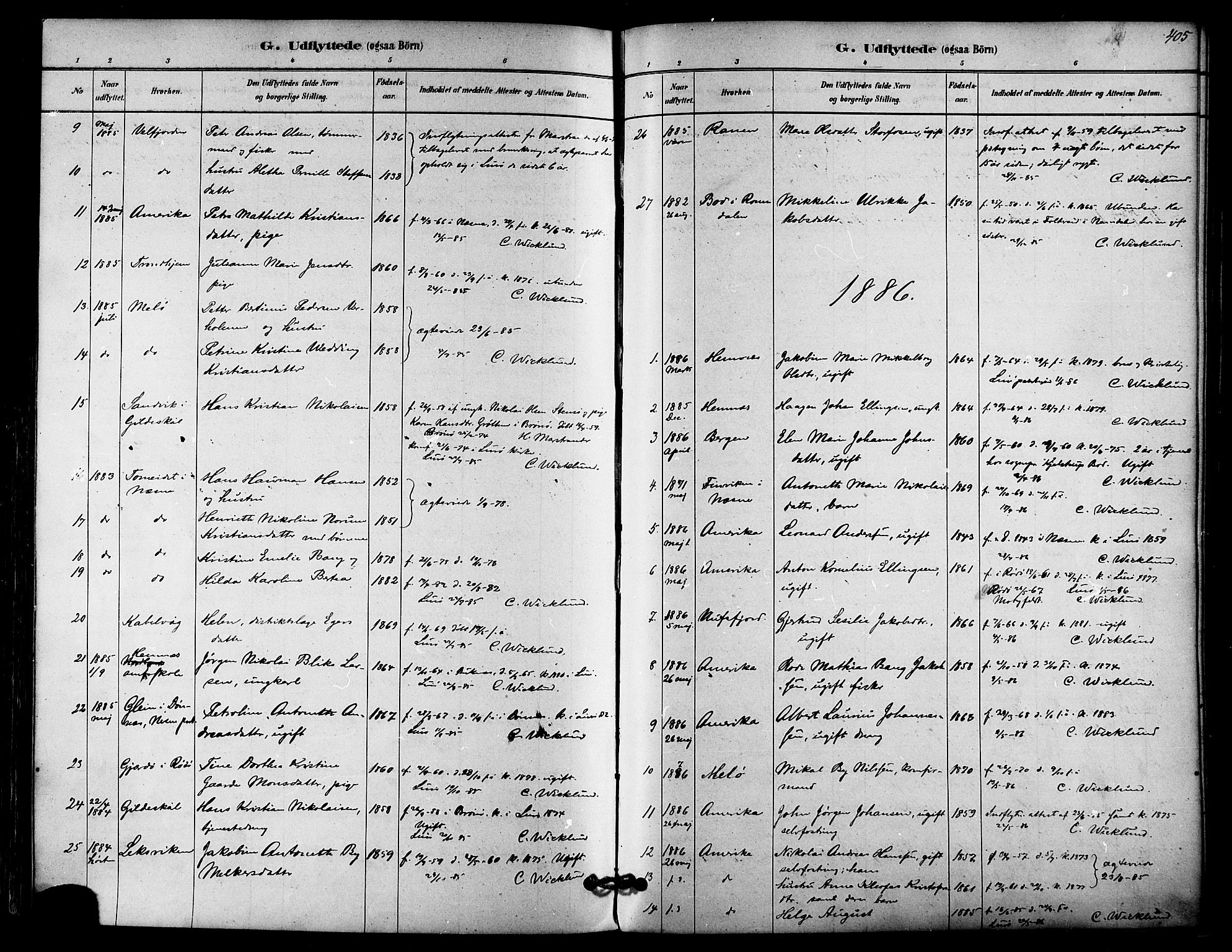 Ministerialprotokoller, klokkerbøker og fødselsregistre - Nordland, SAT/A-1459/839/L0568: Parish register (official) no. 839A05, 1880-1902, p. 405