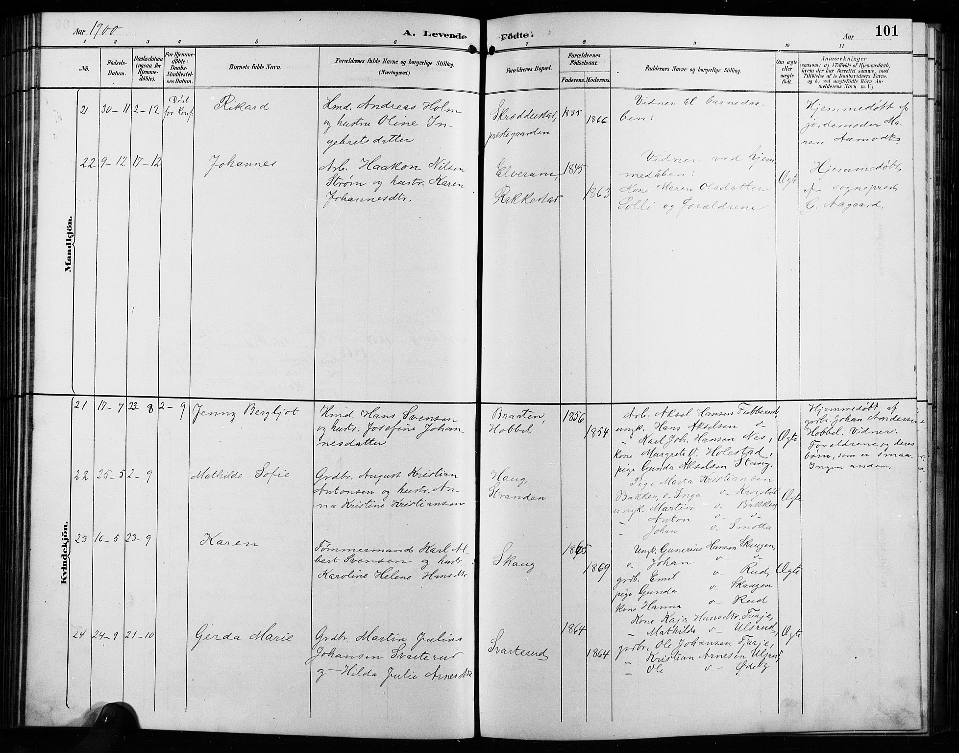 Enebakk prestekontor Kirkebøker, SAO/A-10171c/G/Ga/L0006: Parish register (copy) no. I 6, 1889-1911, p. 101