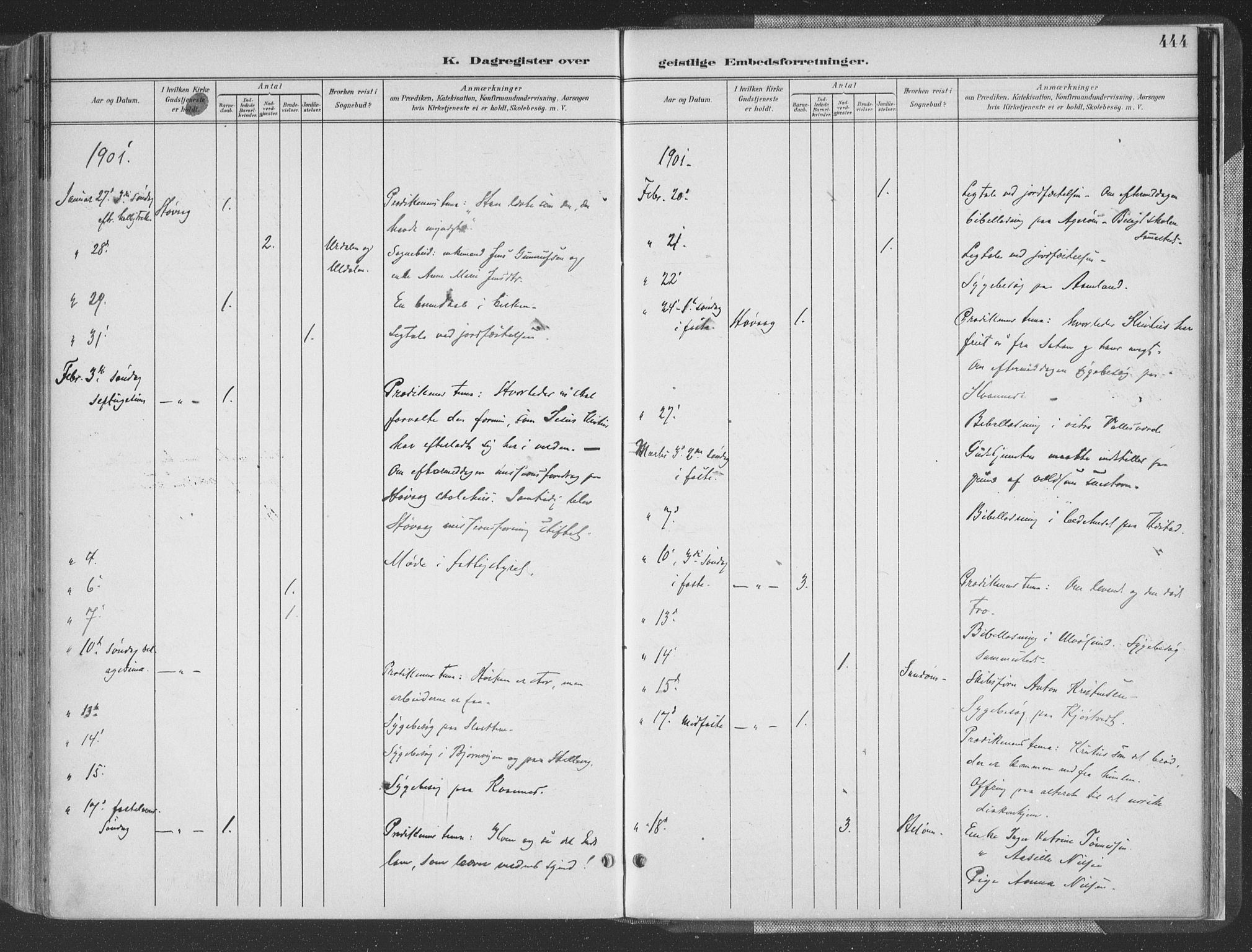 Høvåg sokneprestkontor, SAK/1111-0025/F/Fa/L0006: Parish register (official) no. A 6, 1894-1923, p. 444