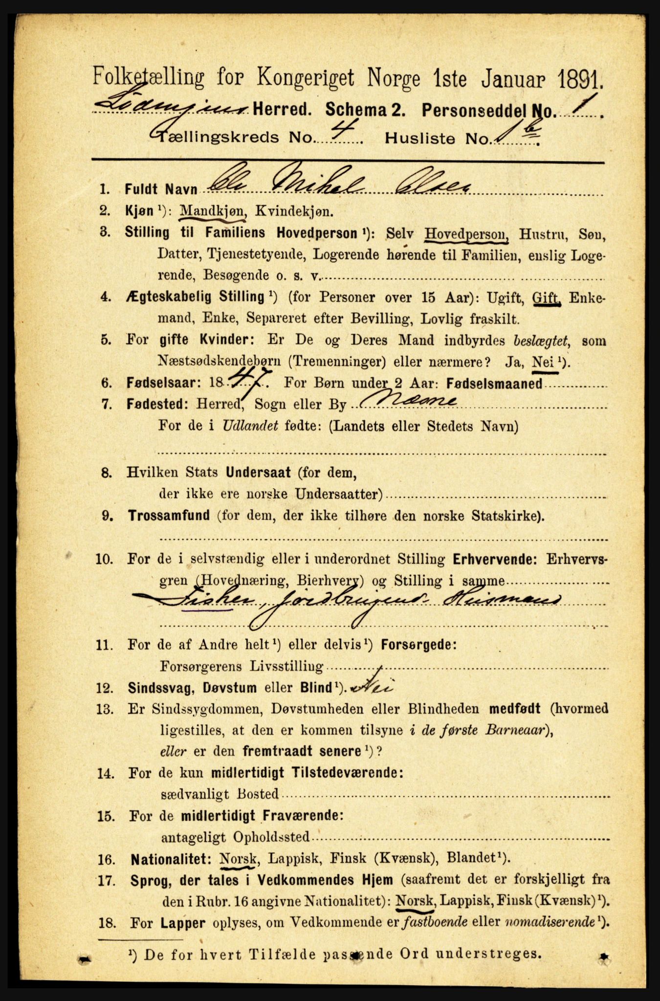 RA, 1891 census for 1851 Lødingen, 1891, p. 1934