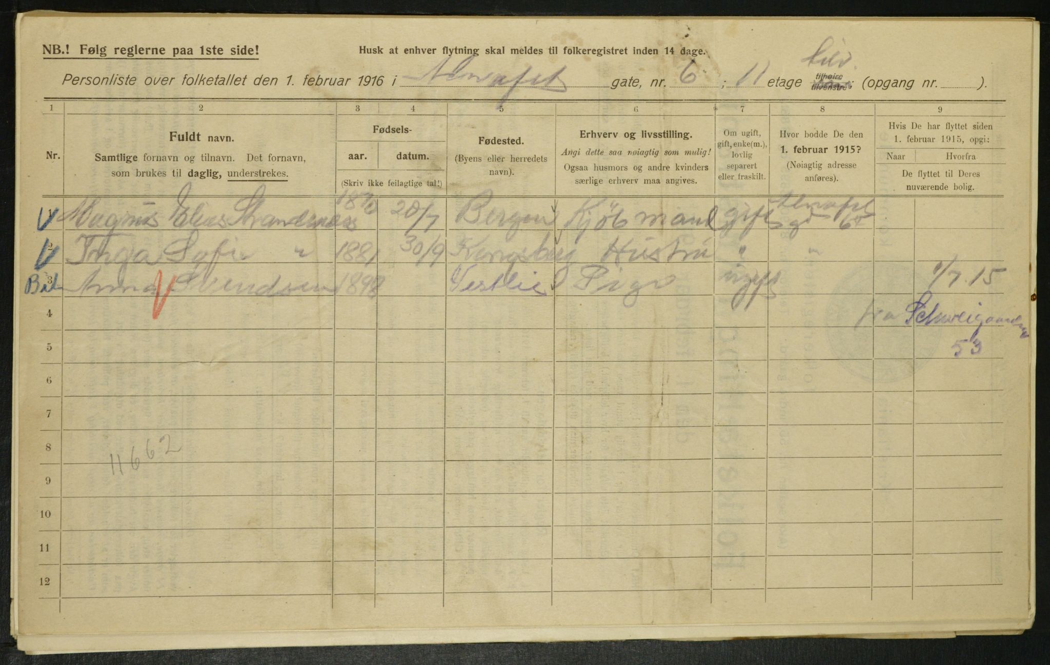 OBA, Municipal Census 1916 for Kristiania, 1916, p. 972