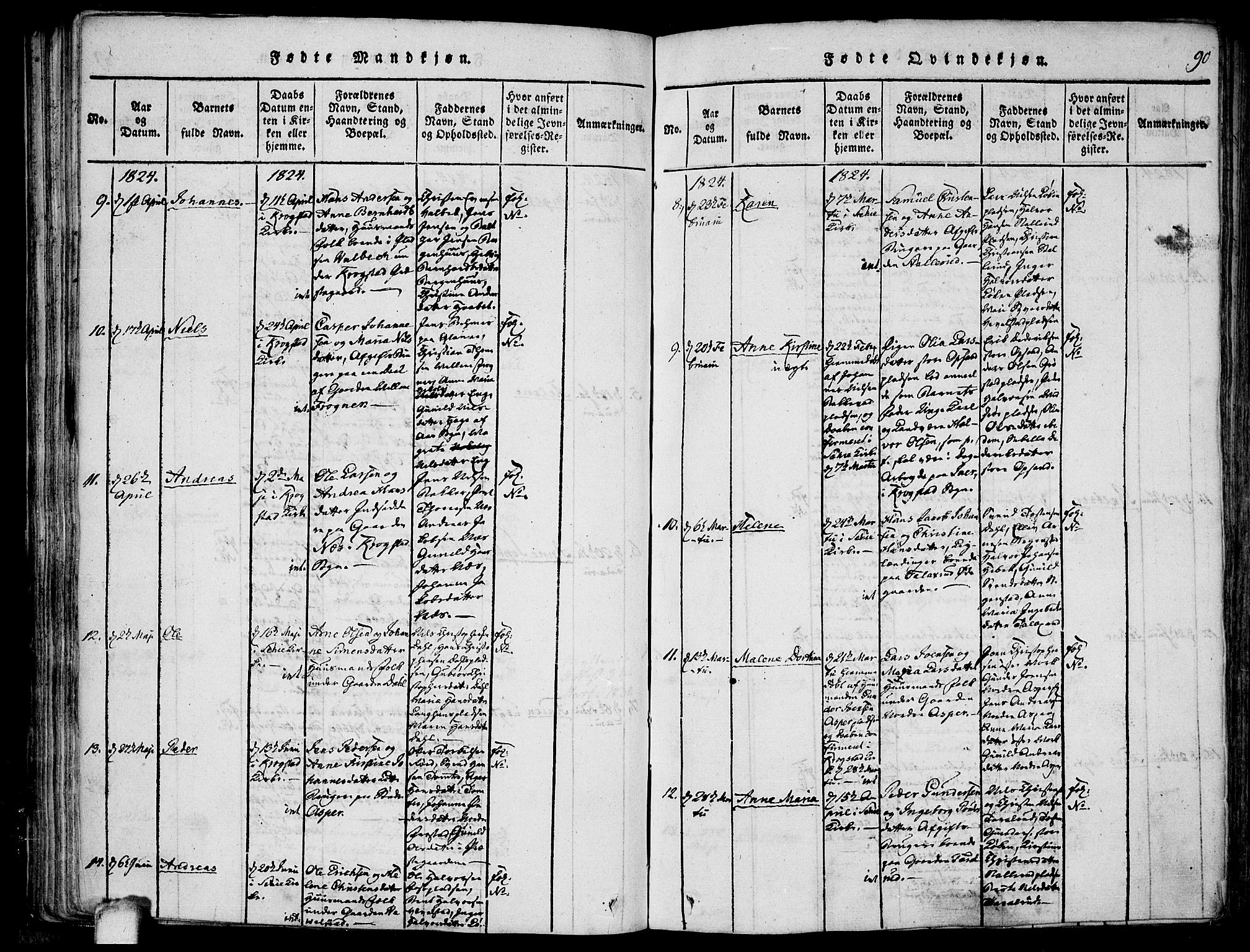 Kråkstad prestekontor Kirkebøker, SAO/A-10125a/F/Fa/L0003: Parish register (official) no. I 3, 1813-1824, p. 90