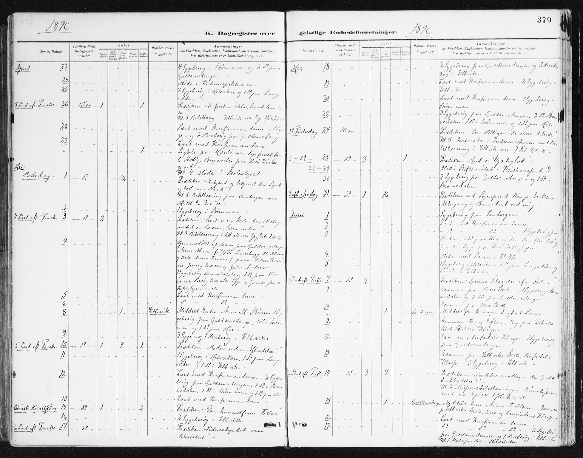 Hisøy sokneprestkontor, AV/SAK-1111-0020/F/Fa/L0004: Parish register (official) no. A 4, 1895-1917, p. 379