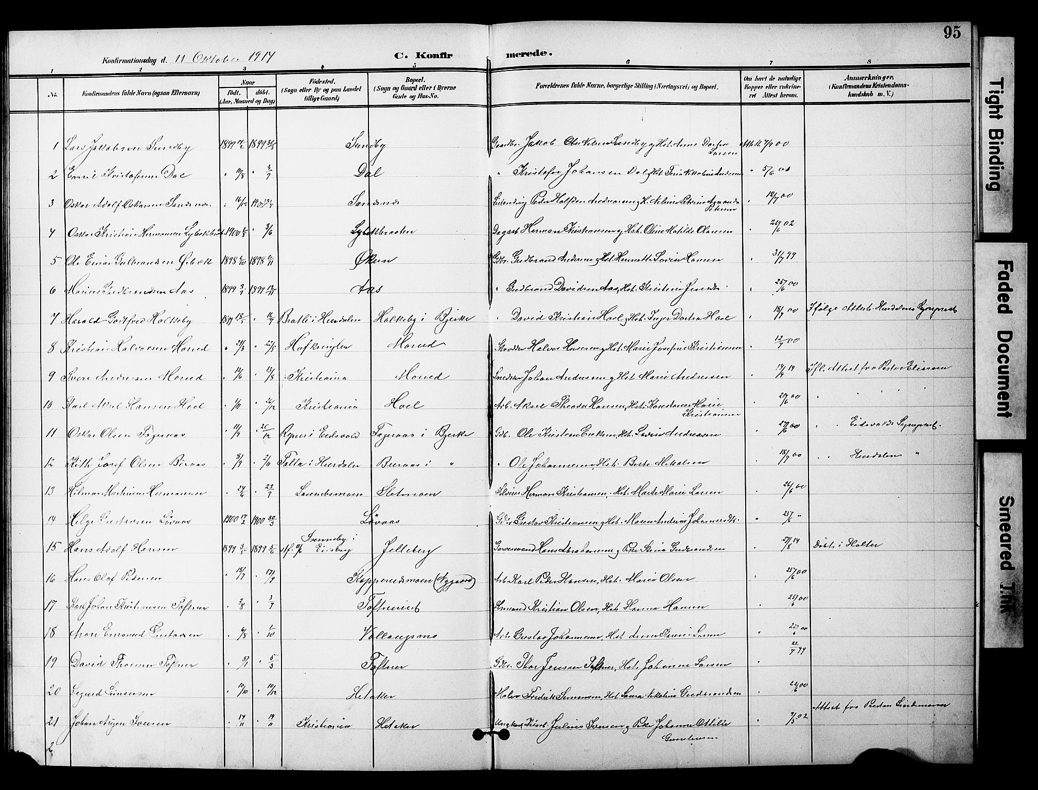 Nannestad prestekontor Kirkebøker, AV/SAO-A-10414a/G/Gc/L0001: Parish register (copy) no. III 1, 1901-1916, p. 95