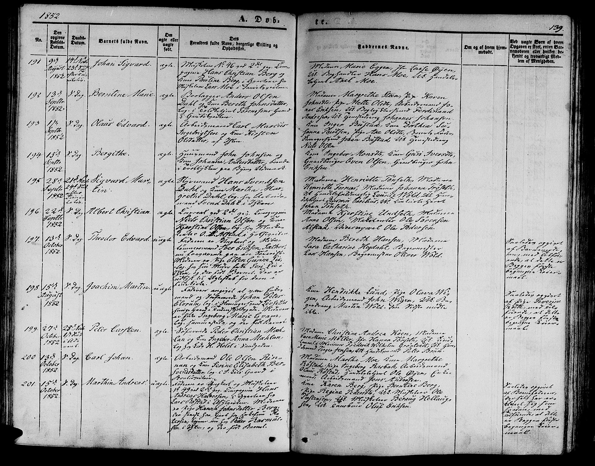 Ministerialprotokoller, klokkerbøker og fødselsregistre - Sør-Trøndelag, AV/SAT-A-1456/602/L0137: Parish register (copy) no. 602C05, 1846-1856, p. 139