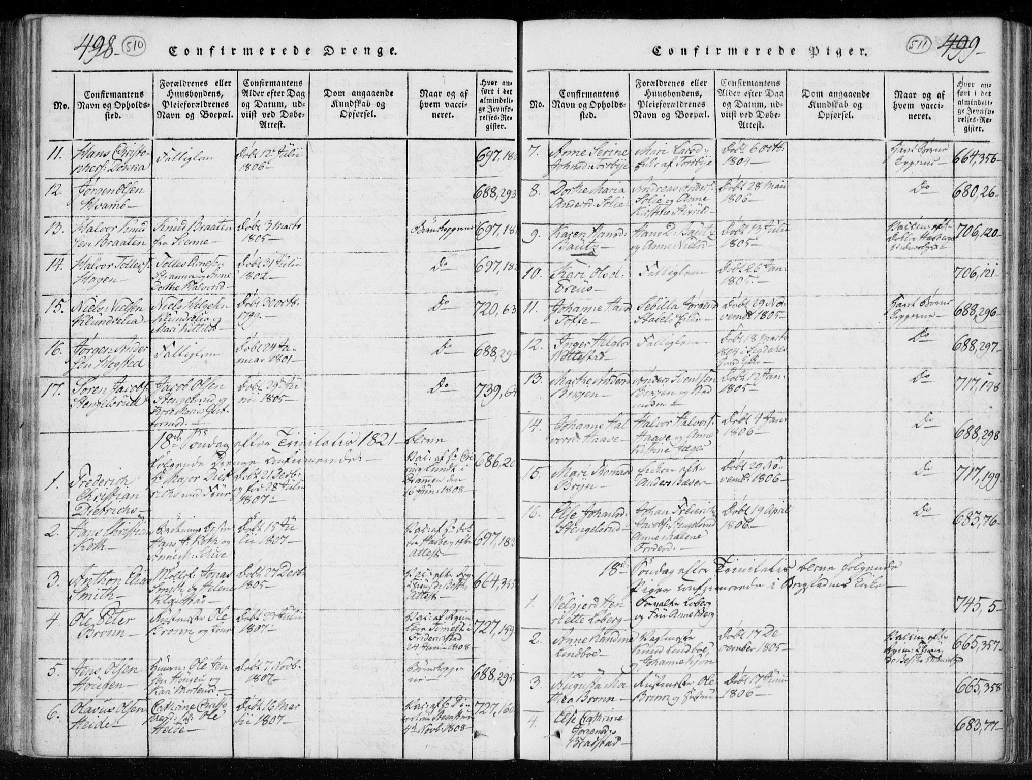 Kongsberg kirkebøker, AV/SAKO-A-22/F/Fa/L0008: Parish register (official) no. I 8, 1816-1839, p. 510-511