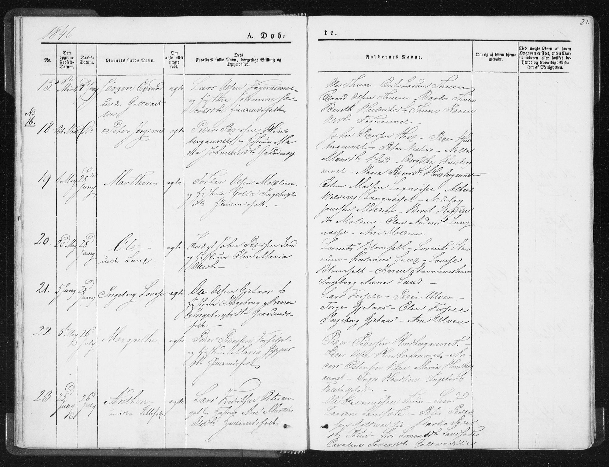 Ministerialprotokoller, klokkerbøker og fødselsregistre - Nord-Trøndelag, AV/SAT-A-1458/744/L0418: Parish register (official) no. 744A02, 1843-1866, p. 21