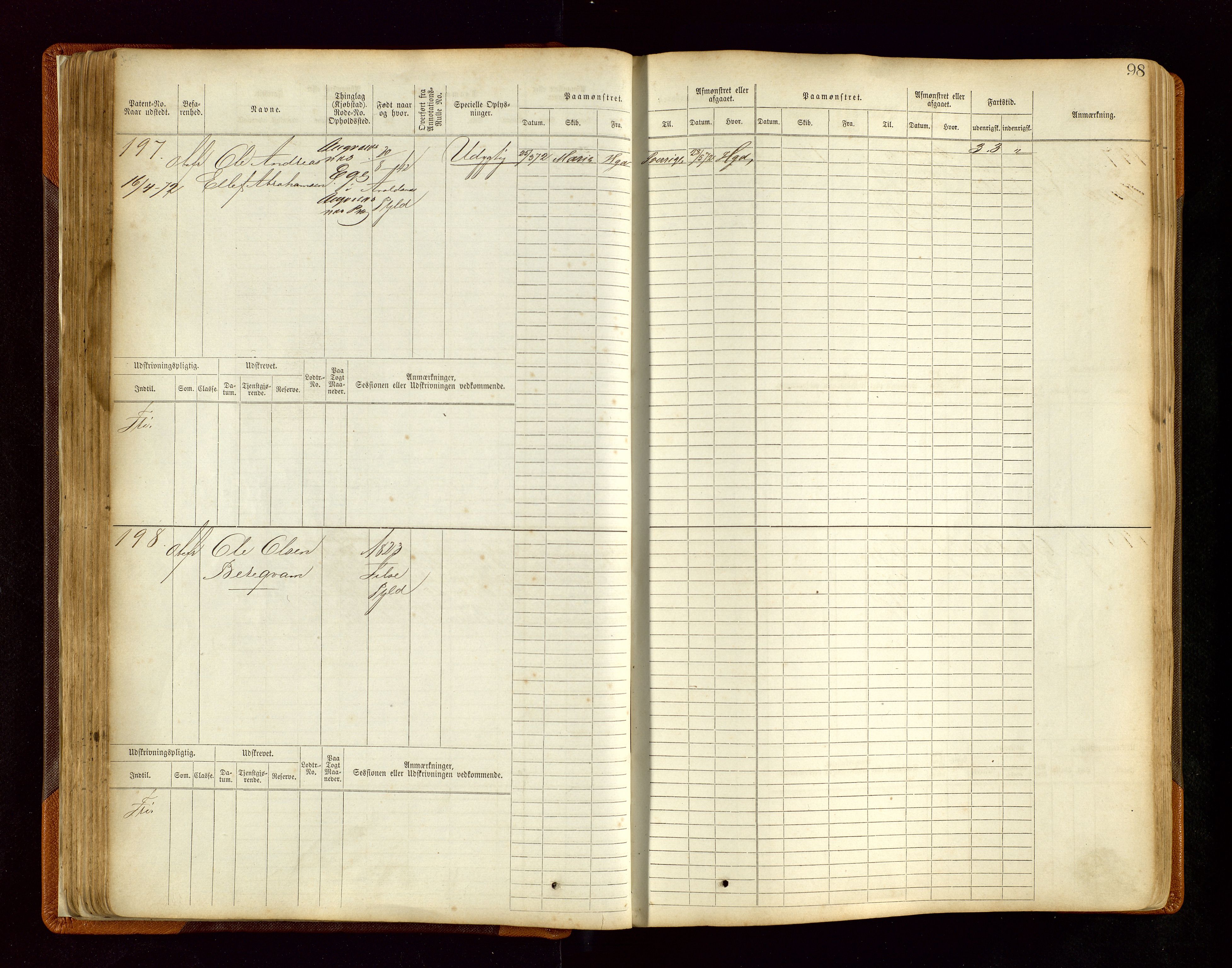 Haugesund sjømannskontor, AV/SAST-A-102007/F/Fb/Fbb/L0004: Sjøfartsrulle Haugesund krets nr. 1-1922, 1868-1948, p. 98