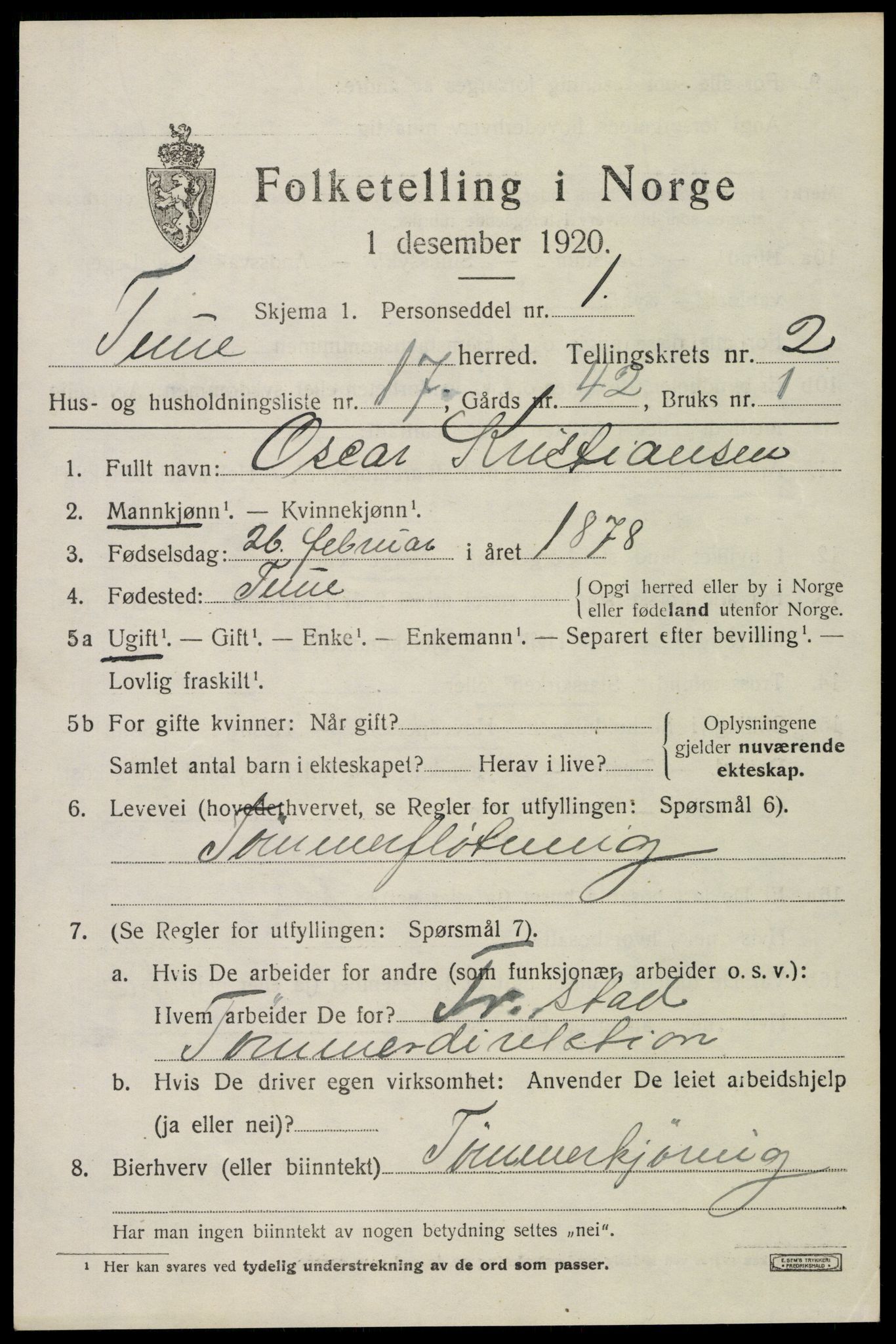 SAO, 1920 census for Tune, 1920, p. 3052