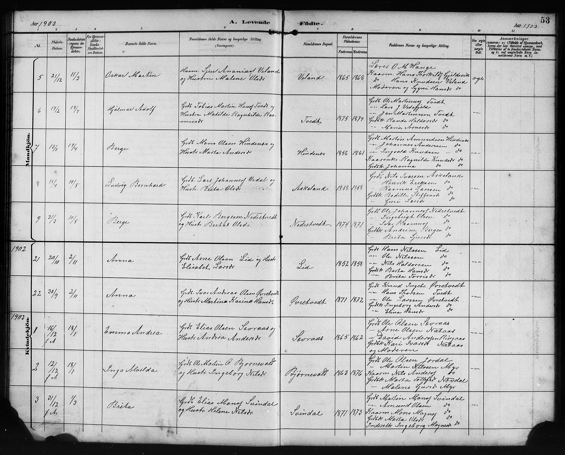 Lindås Sokneprestembete, SAB/A-76701/H/Hab: Parish register (copy) no. E 3, 1892-1905, p. 53