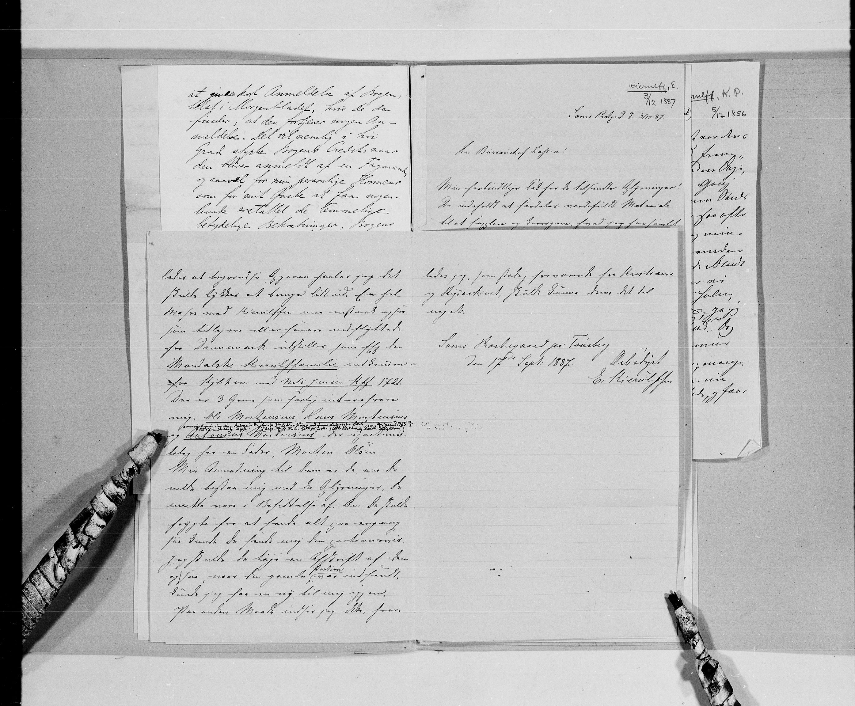 Lassens samlinger, AV/RA-PA-0051/G/L0099: Alfabetisk ordnede brev til Wilhelm Lassen: Keyser - Nissen, 1815-1907, p. 14