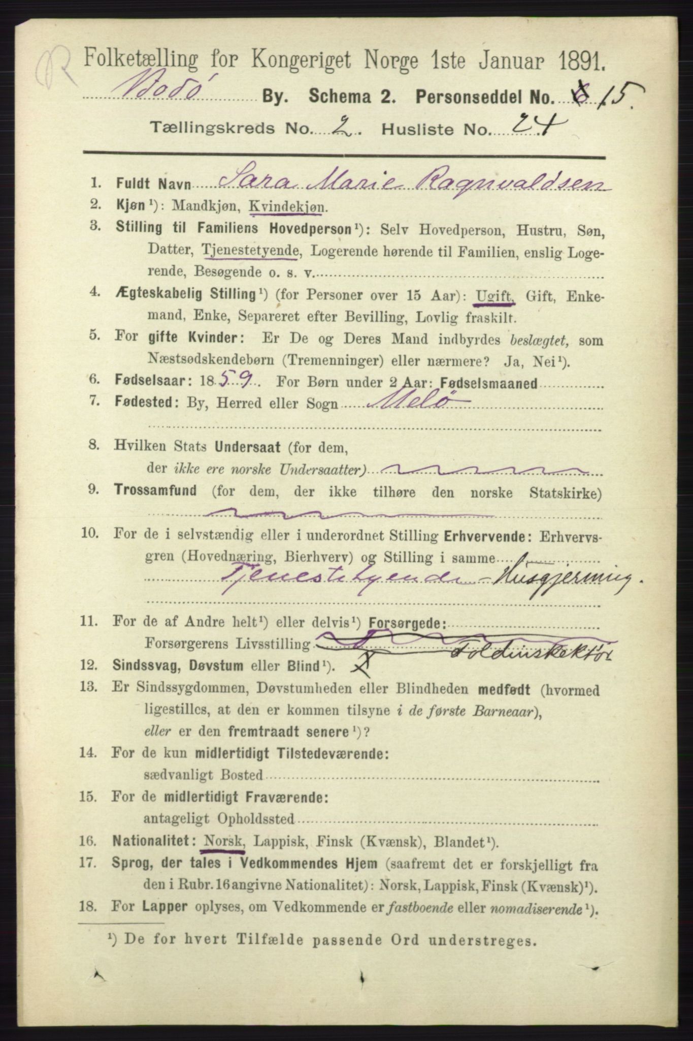 RA, 1891 census for 1804 Bodø, 1891, p. 1340