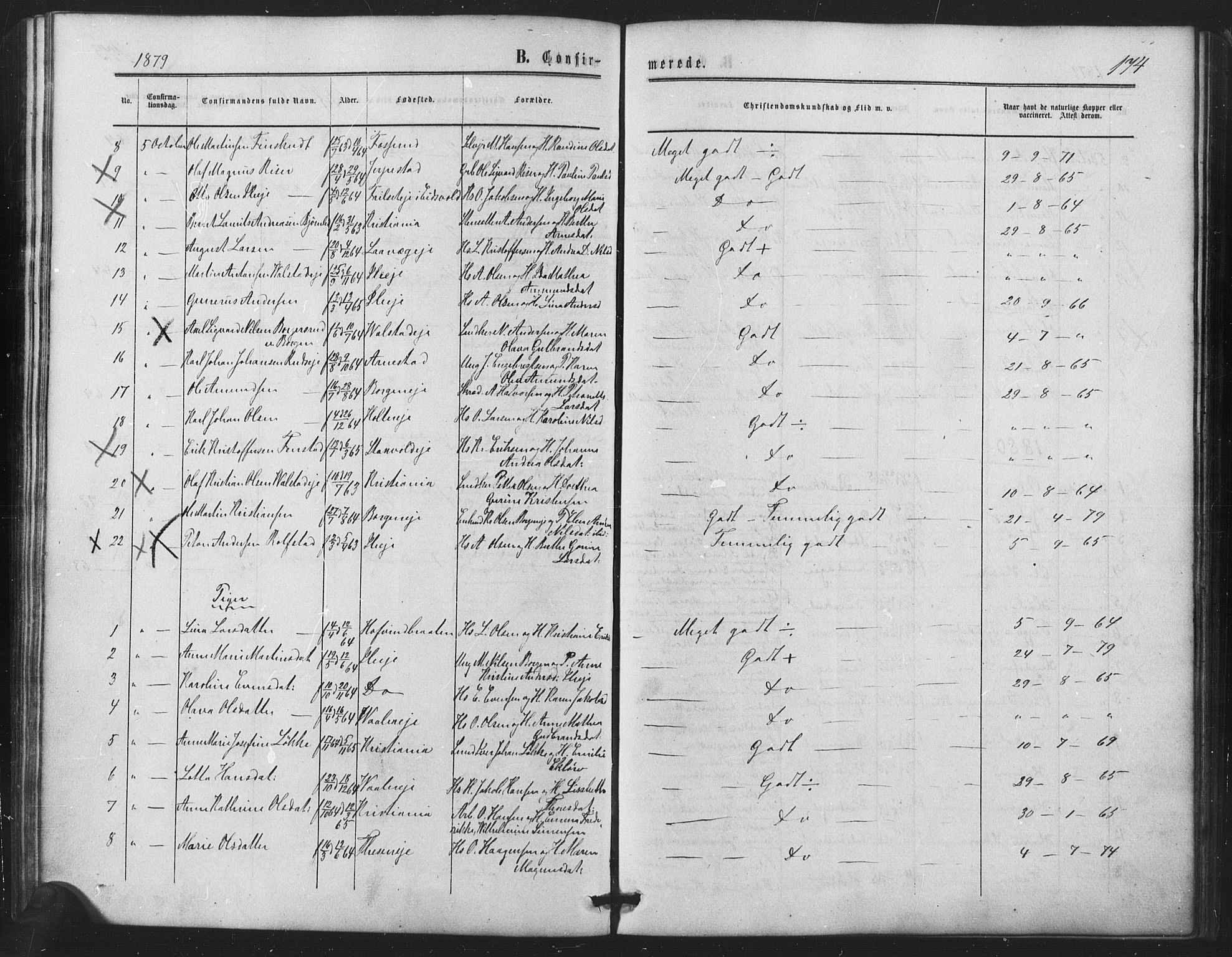 Nes prestekontor Kirkebøker, SAO/A-10410/F/Fb/L0001: Parish register (official) no. II 1, 1859-1882, p. 174