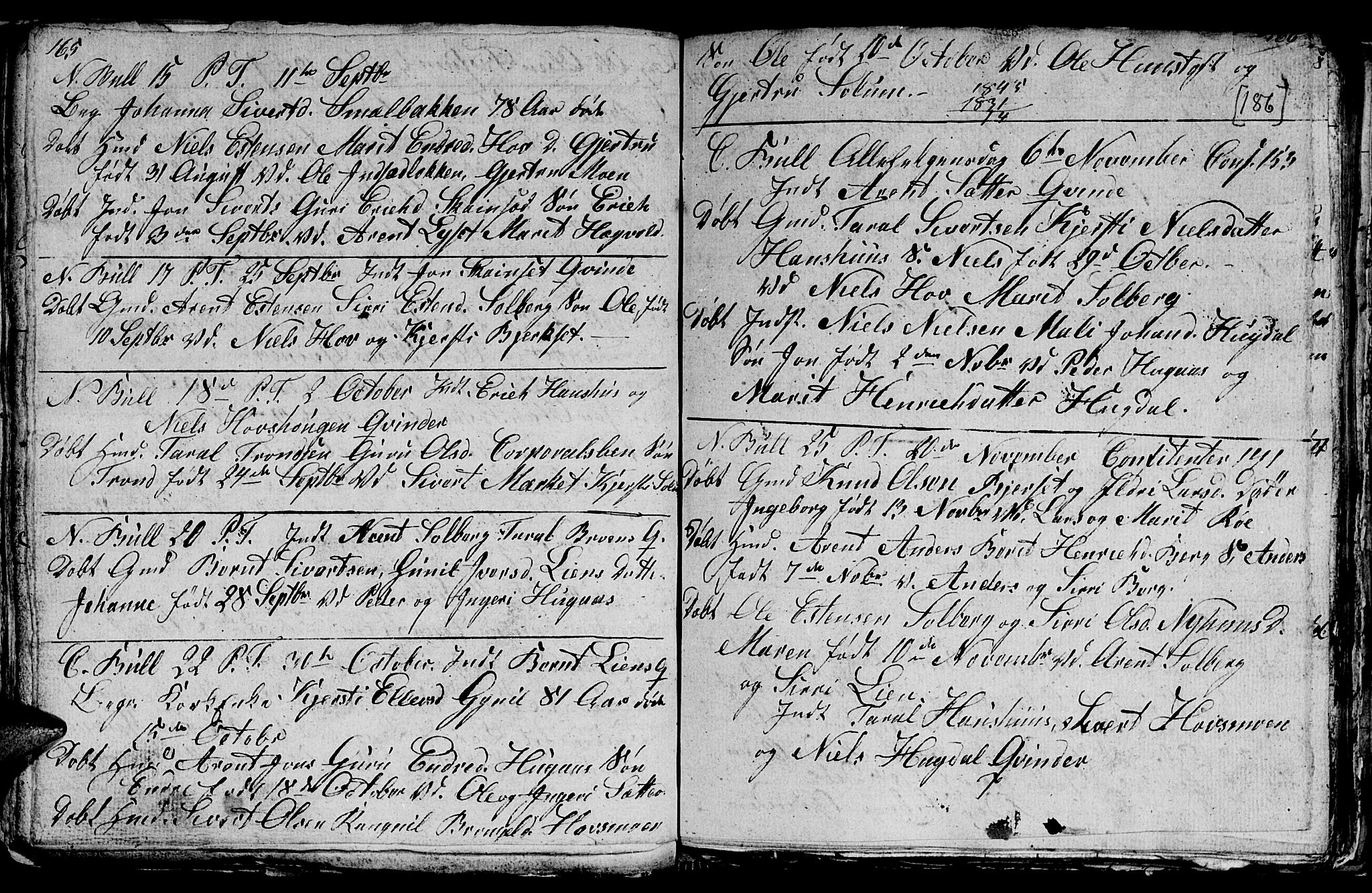 Ministerialprotokoller, klokkerbøker og fødselsregistre - Sør-Trøndelag, SAT/A-1456/689/L1042: Parish register (copy) no. 689C01, 1812-1841, p. 185-186