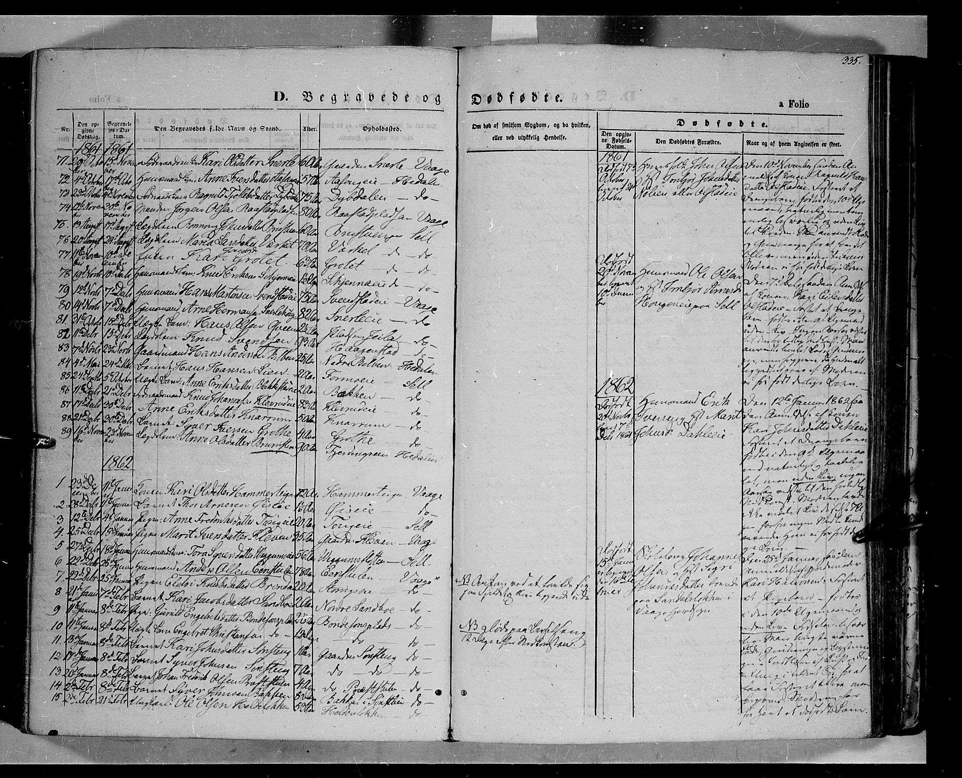 Vågå prestekontor, SAH/PREST-076/H/Ha/Haa/L0006: Parish register (official) no. 6 /1, 1856-1872, p. 335