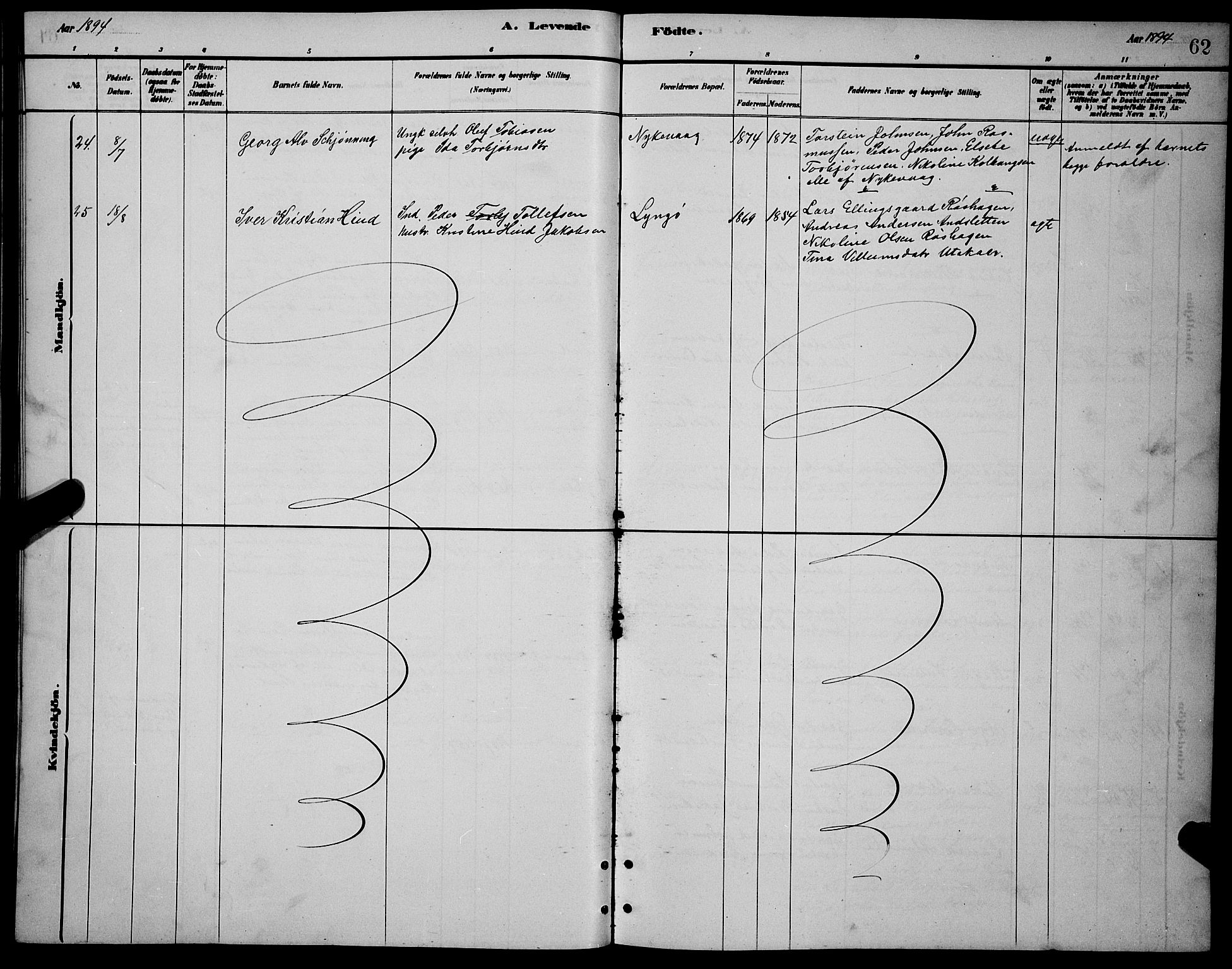 Ministerialprotokoller, klokkerbøker og fødselsregistre - Nordland, SAT/A-1459/892/L1325: Parish register (copy) no. 892C02, 1878-1896, p. 62