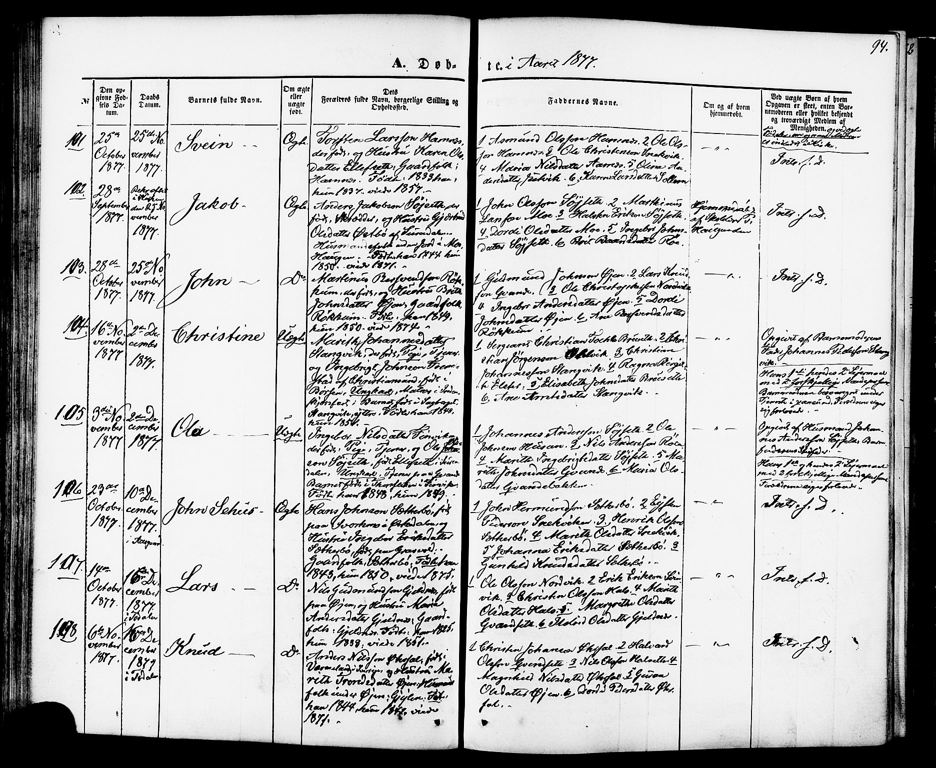 Ministerialprotokoller, klokkerbøker og fødselsregistre - Møre og Romsdal, SAT/A-1454/592/L1027: Parish register (official) no. 592A05, 1865-1878, p. 94