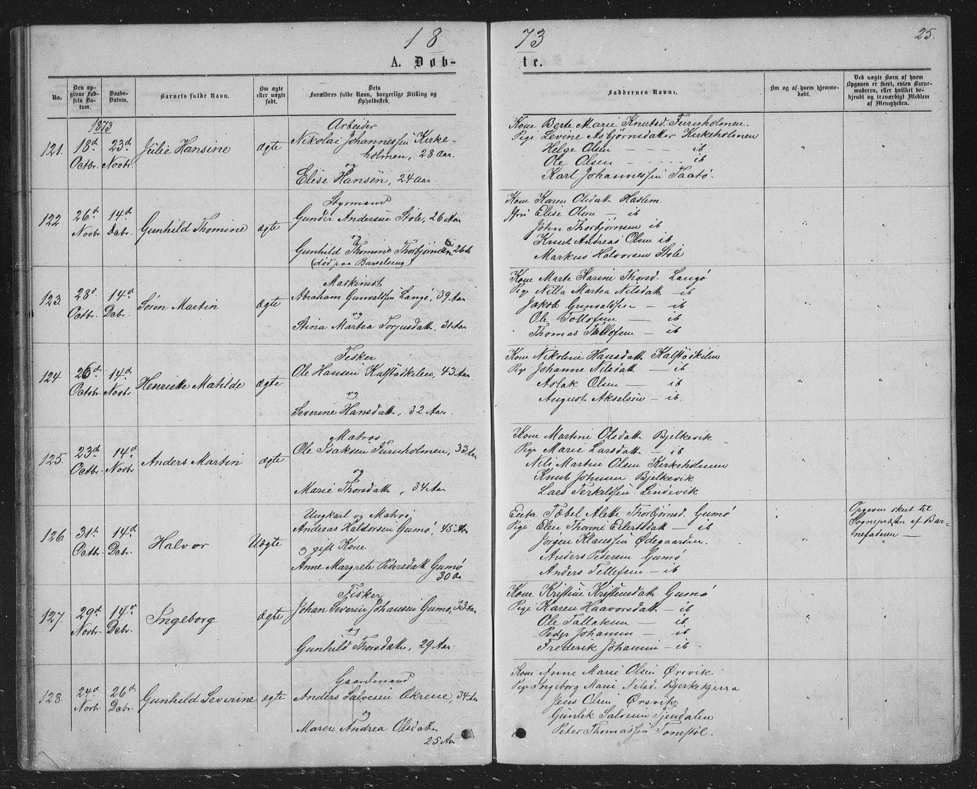 Skåtøy kirkebøker, SAKO/A-304/G/Ga/L0002: Parish register (copy) no. I 2, 1872-1884, p. 25