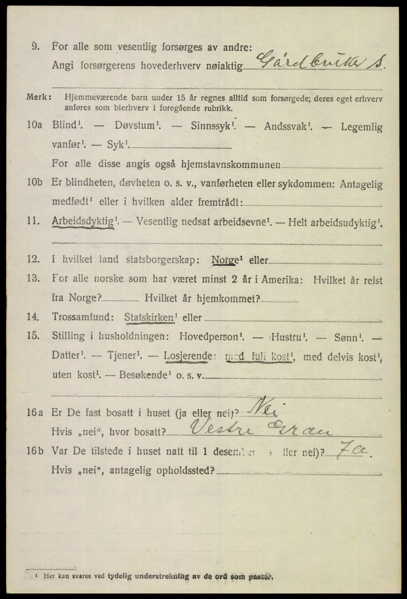 SAH, 1920 census for Vardal, 1920, p. 13134