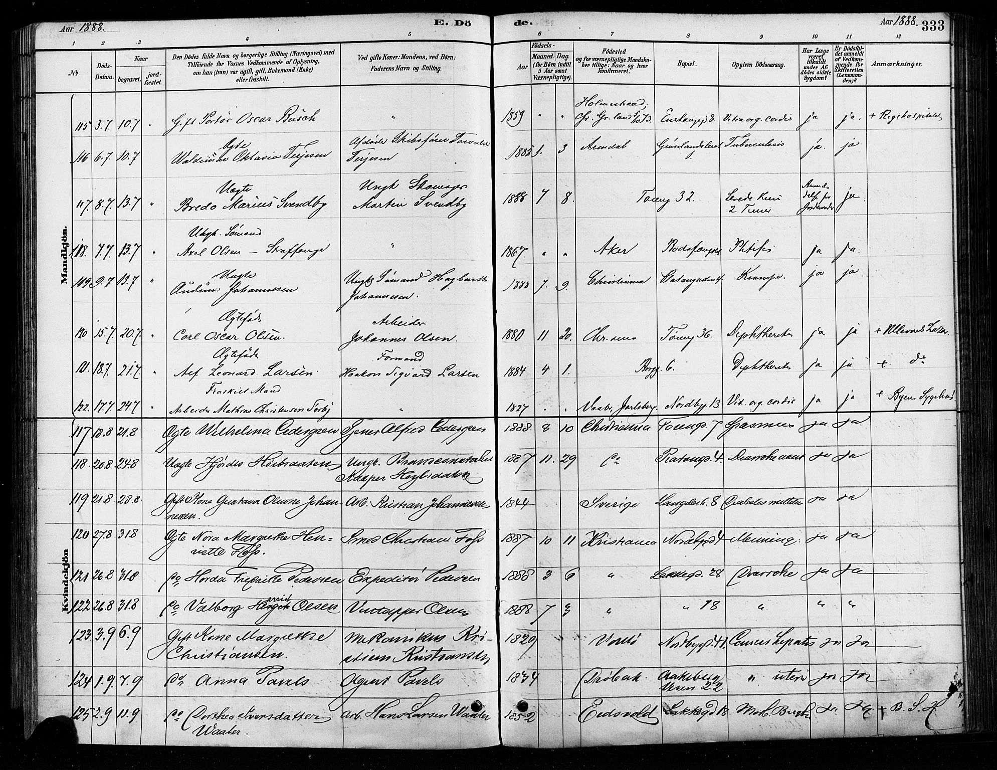 Grønland prestekontor Kirkebøker, AV/SAO-A-10848/F/Fa/L0008: Parish register (official) no. 8, 1881-1893, p. 333