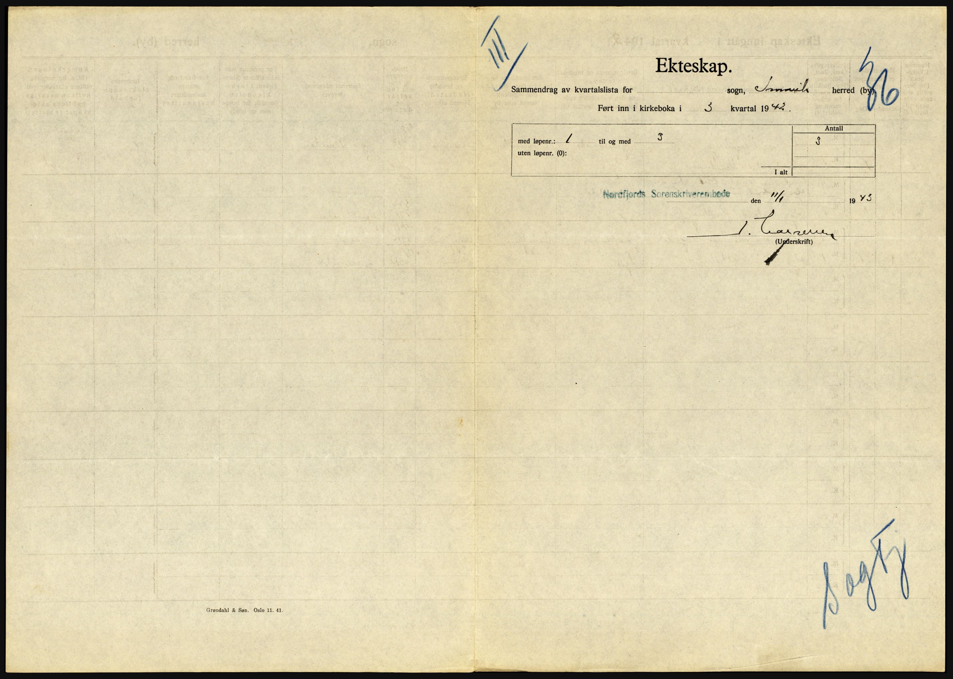 Statistisk sentralbyrå, Sosiodemografiske emner, Befolkning, AV/RA-S-2228/D/Df/Dfe/Dfeb/L0032: Sogn og Fjordane, 1942, p. 5