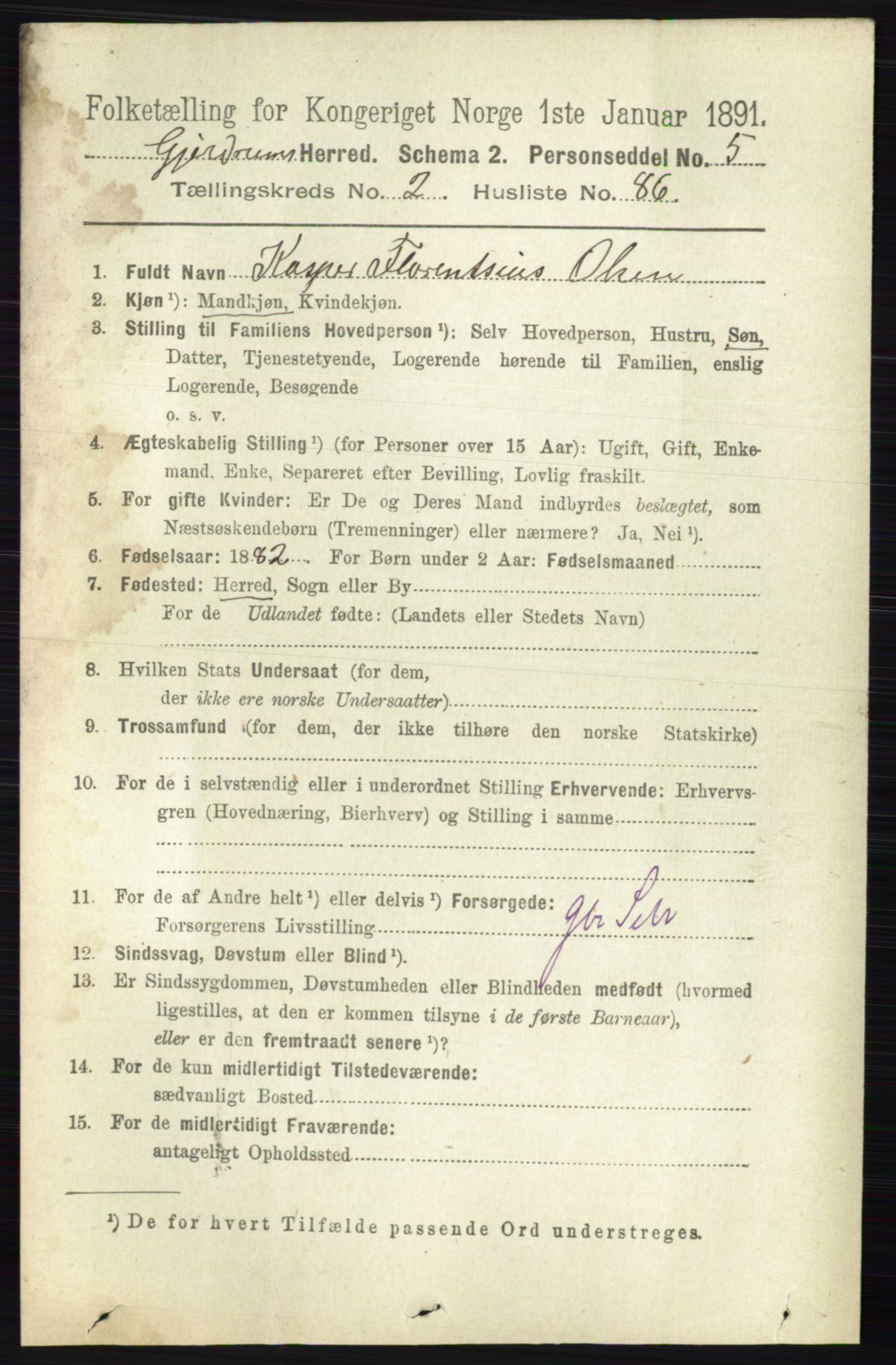 RA, 1891 census for 0234 Gjerdrum, 1891, p. 1074