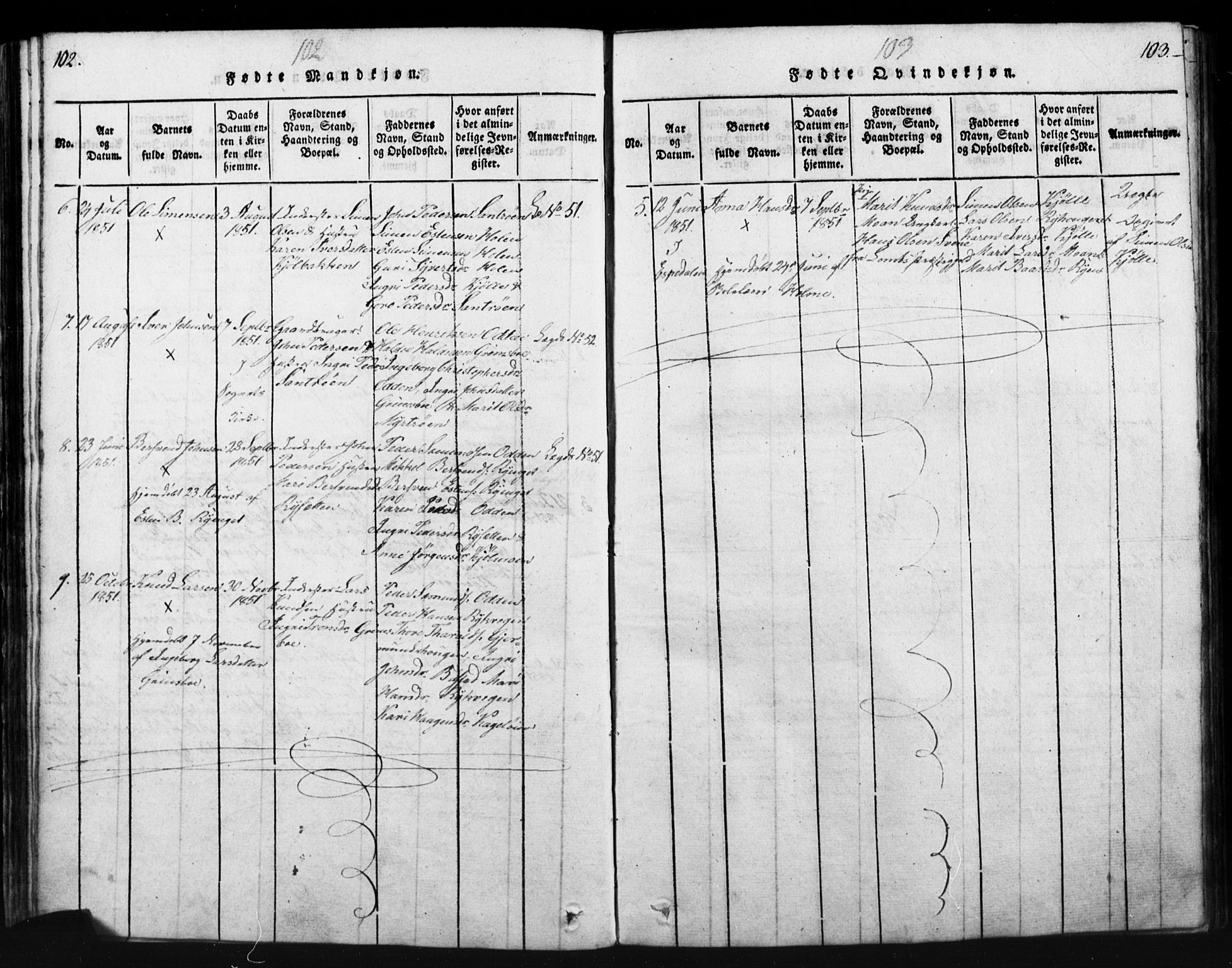 Tynset prestekontor, SAH/PREST-058/H/Ha/Hab/L0003: Parish register (copy) no. 3, 1814-1862, p. 102-103
