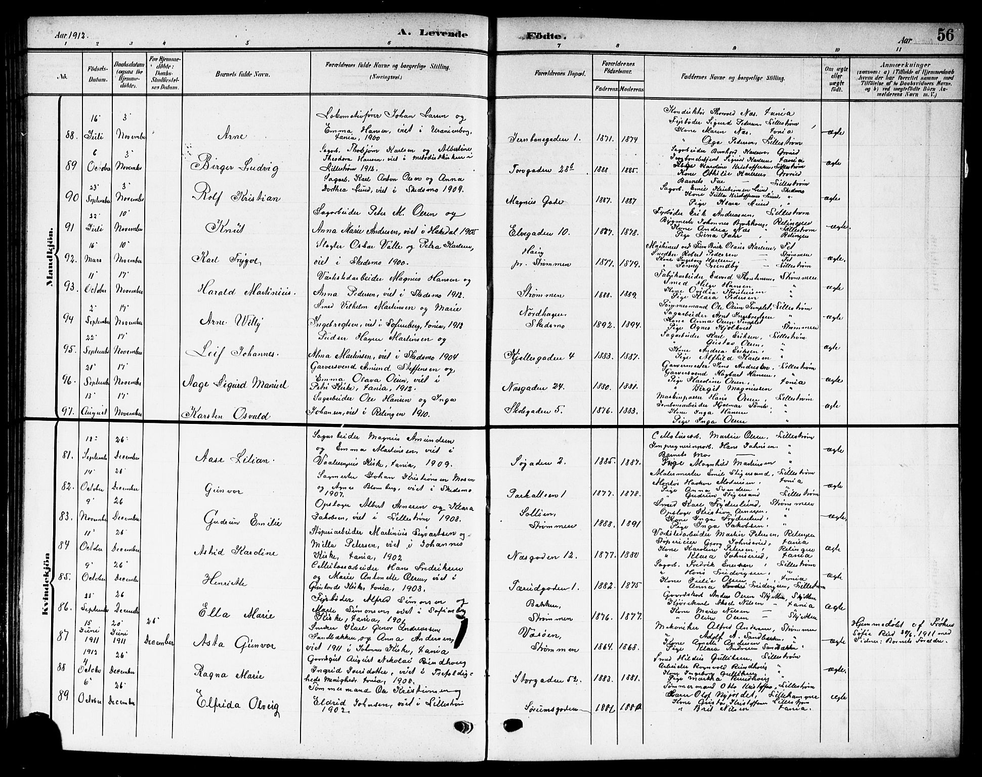 Skedsmo prestekontor Kirkebøker, AV/SAO-A-10033a/G/Gc/L0001: Parish register (copy) no. III 1, 1908-1916, p. 56