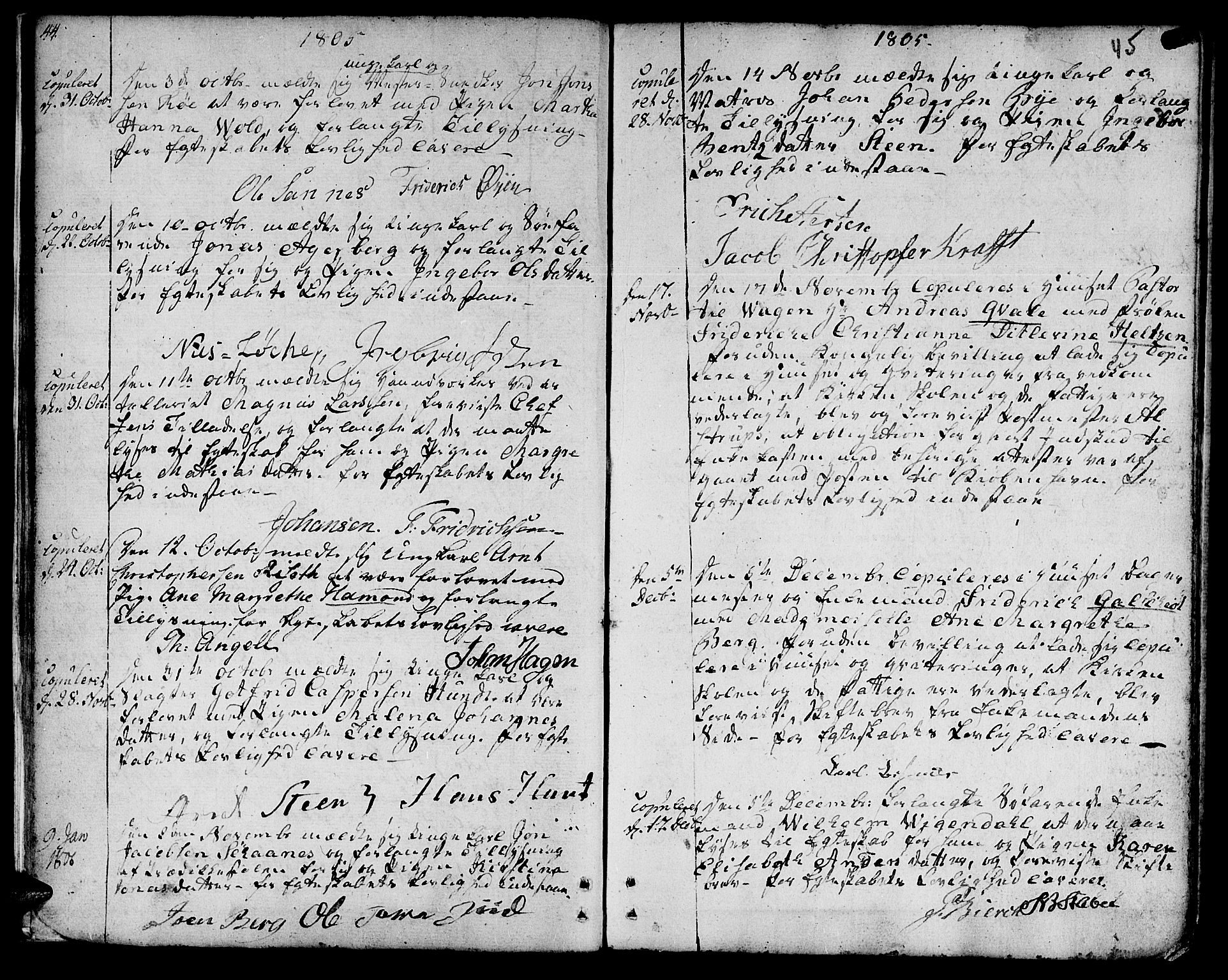 Ministerialprotokoller, klokkerbøker og fødselsregistre - Sør-Trøndelag, SAT/A-1456/601/L0042: Parish register (official) no. 601A10, 1802-1830, p. 44-45