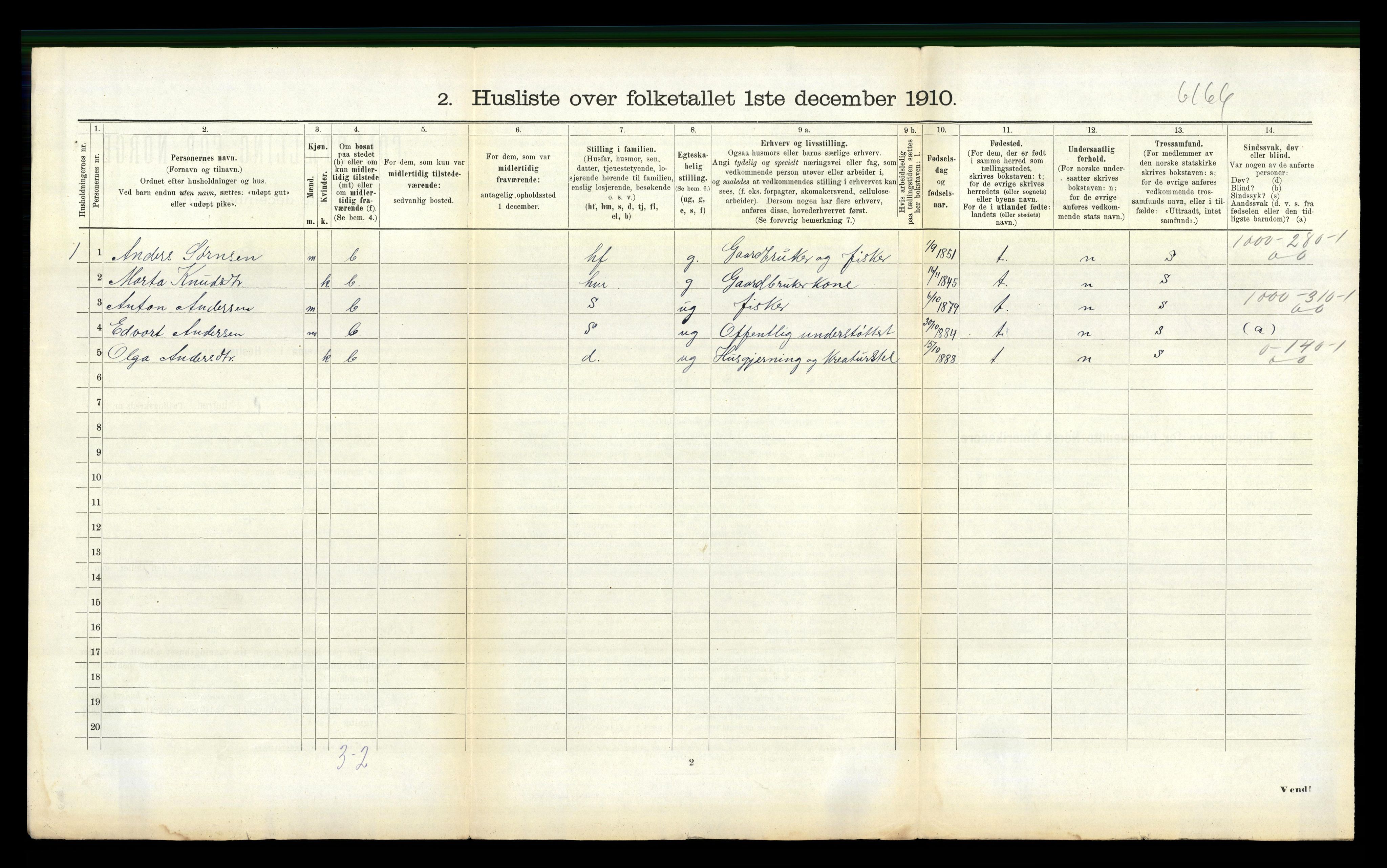 RA, 1910 census for Fræna, 1910, p. 305