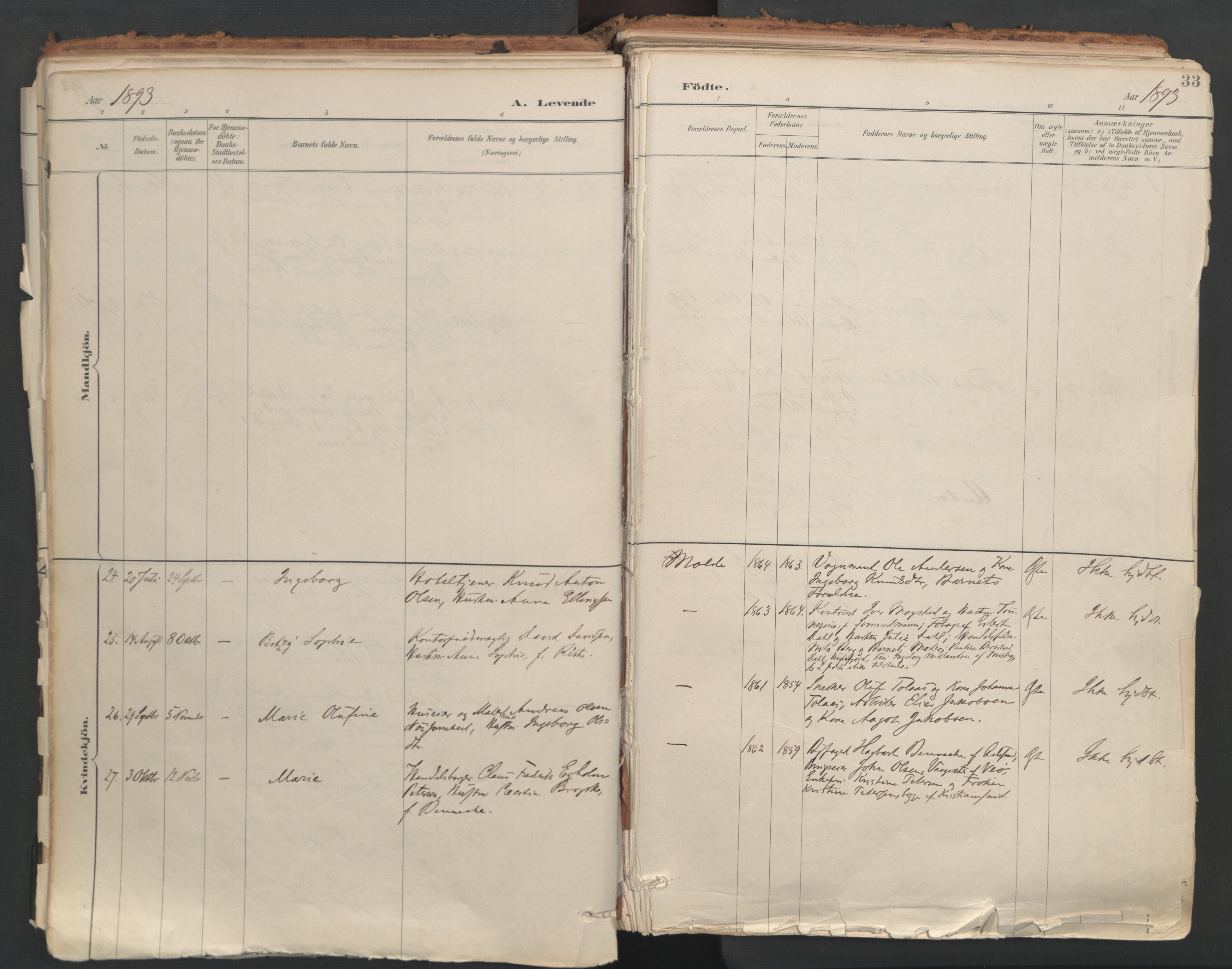 Ministerialprotokoller, klokkerbøker og fødselsregistre - Møre og Romsdal, AV/SAT-A-1454/558/L0692: Parish register (official) no. 558A06, 1887-1971, p. 33