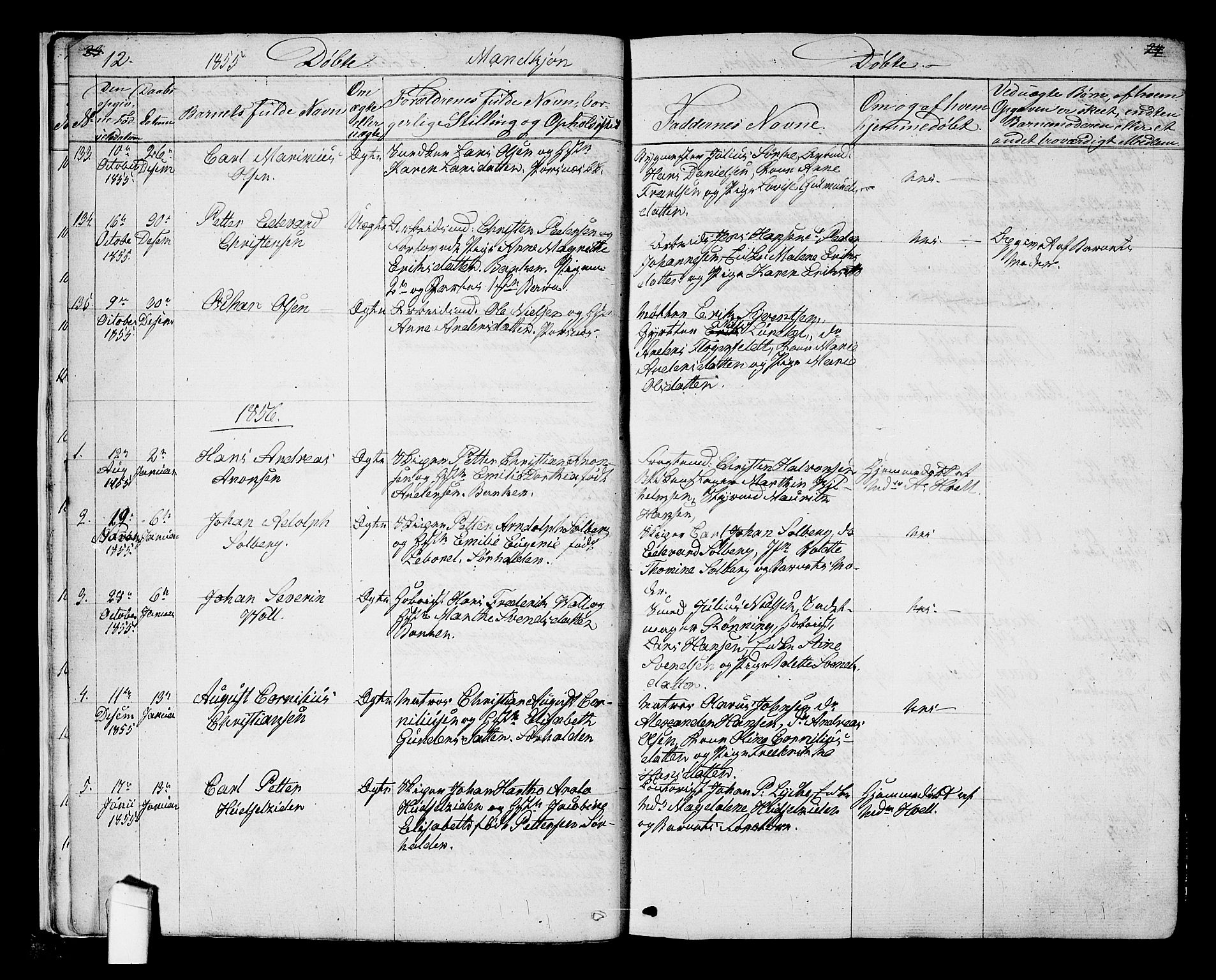 Halden prestekontor Kirkebøker, SAO/A-10909/G/Ga/L0005a: Parish register (copy) no. 5A, 1855-1864, p. 12