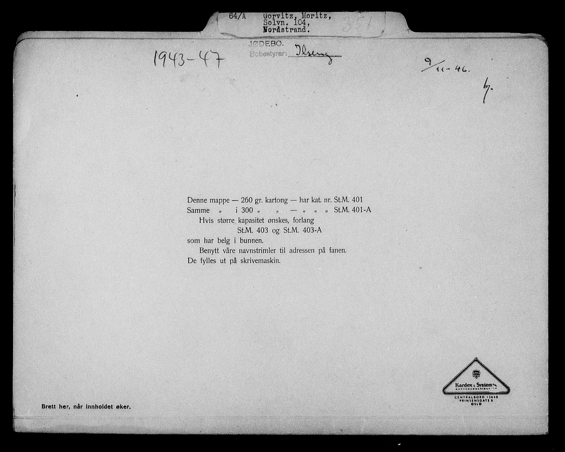 Justisdepartementet, Tilbakeføringskontoret for inndratte formuer, RA/S-1564/H/Hc/Hcc/L0940: --, 1945-1947, p. 755