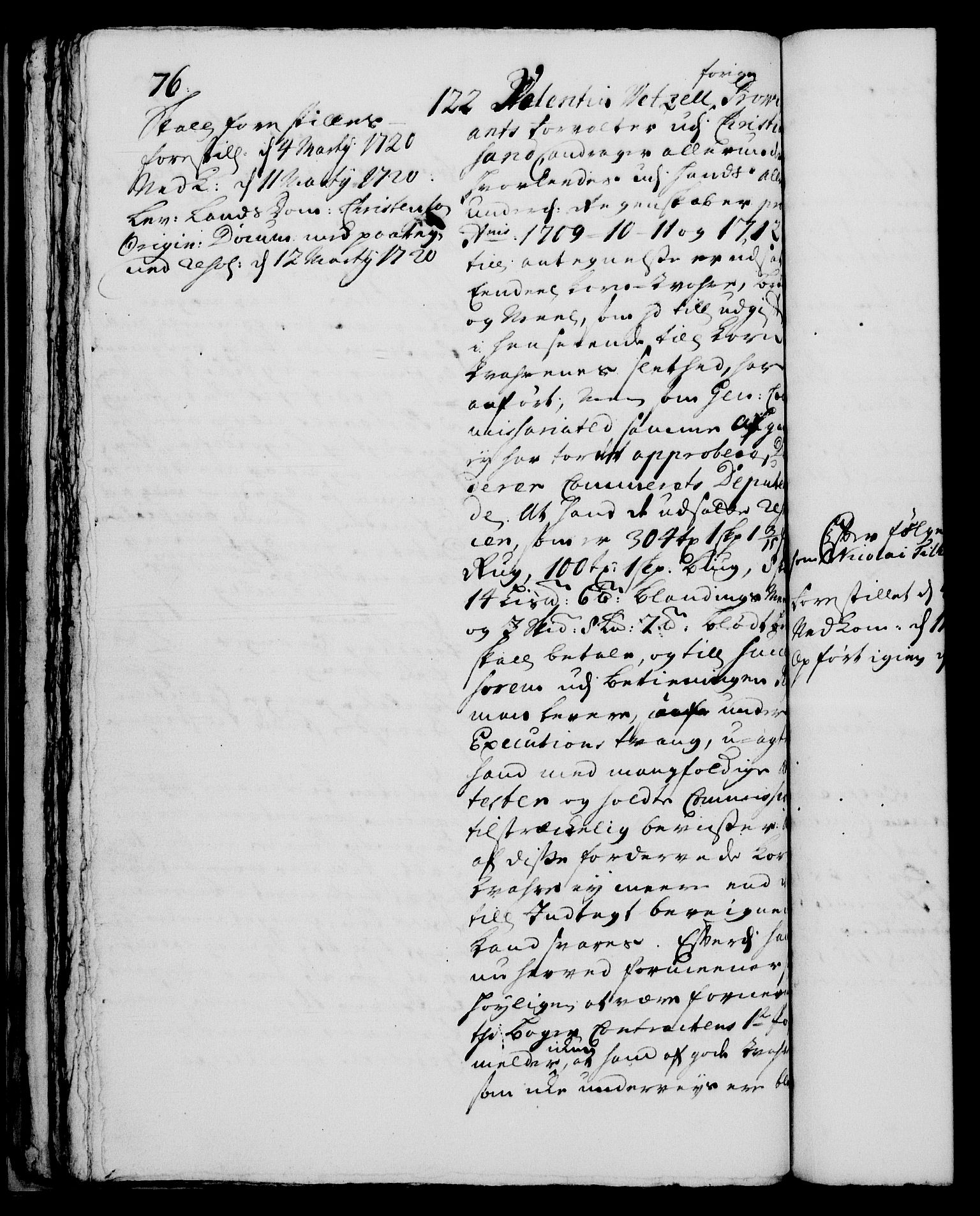 Rentekammeret, Kammerkanselliet, RA/EA-3111/G/Gh/Gha/L0001: Norsk ekstraktmemorialprotokoll, sak. 1-375 (merket RK 53.46), 1720, p. 76