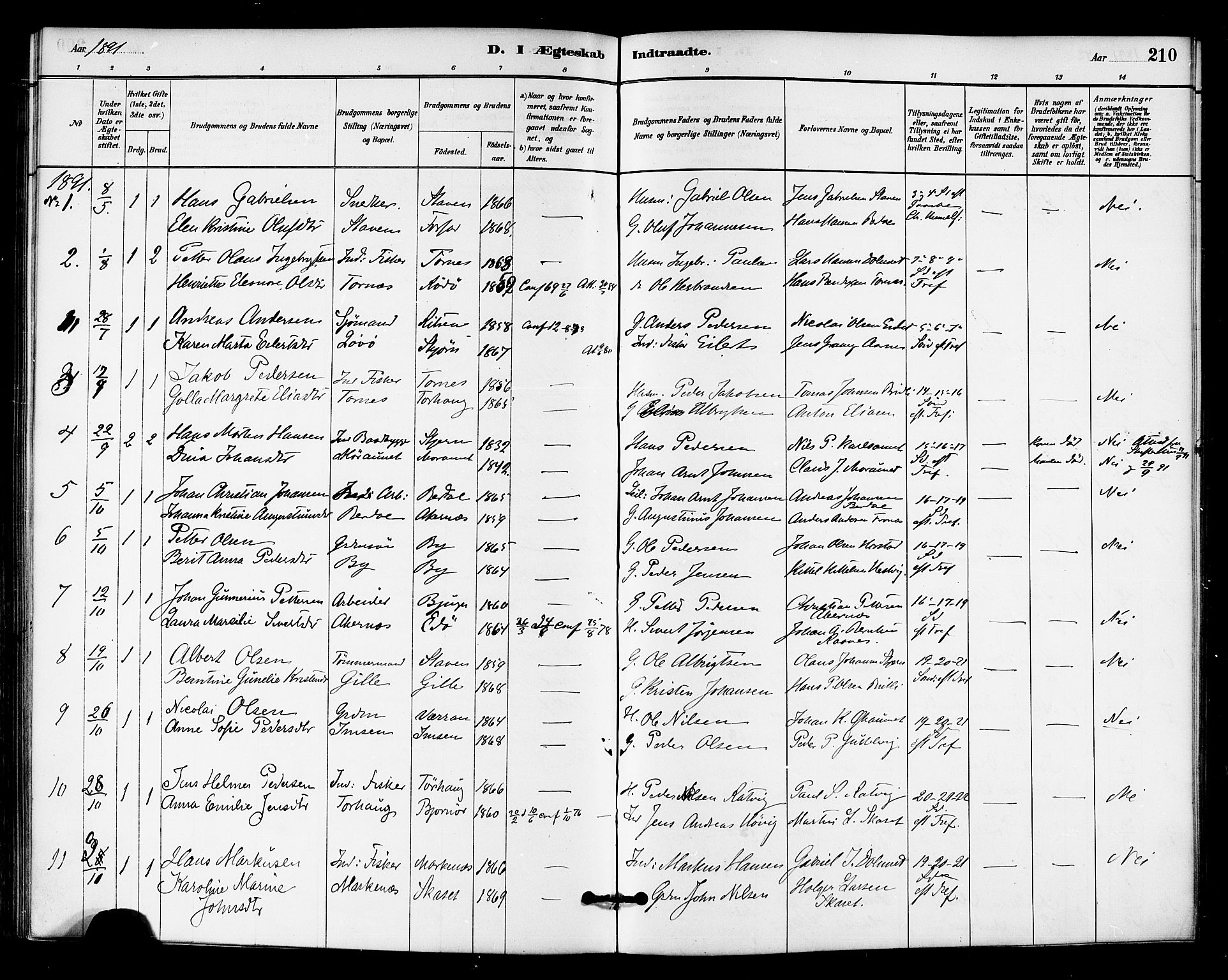 Ministerialprotokoller, klokkerbøker og fødselsregistre - Sør-Trøndelag, SAT/A-1456/655/L0680: Parish register (official) no. 655A09, 1880-1894, p. 210