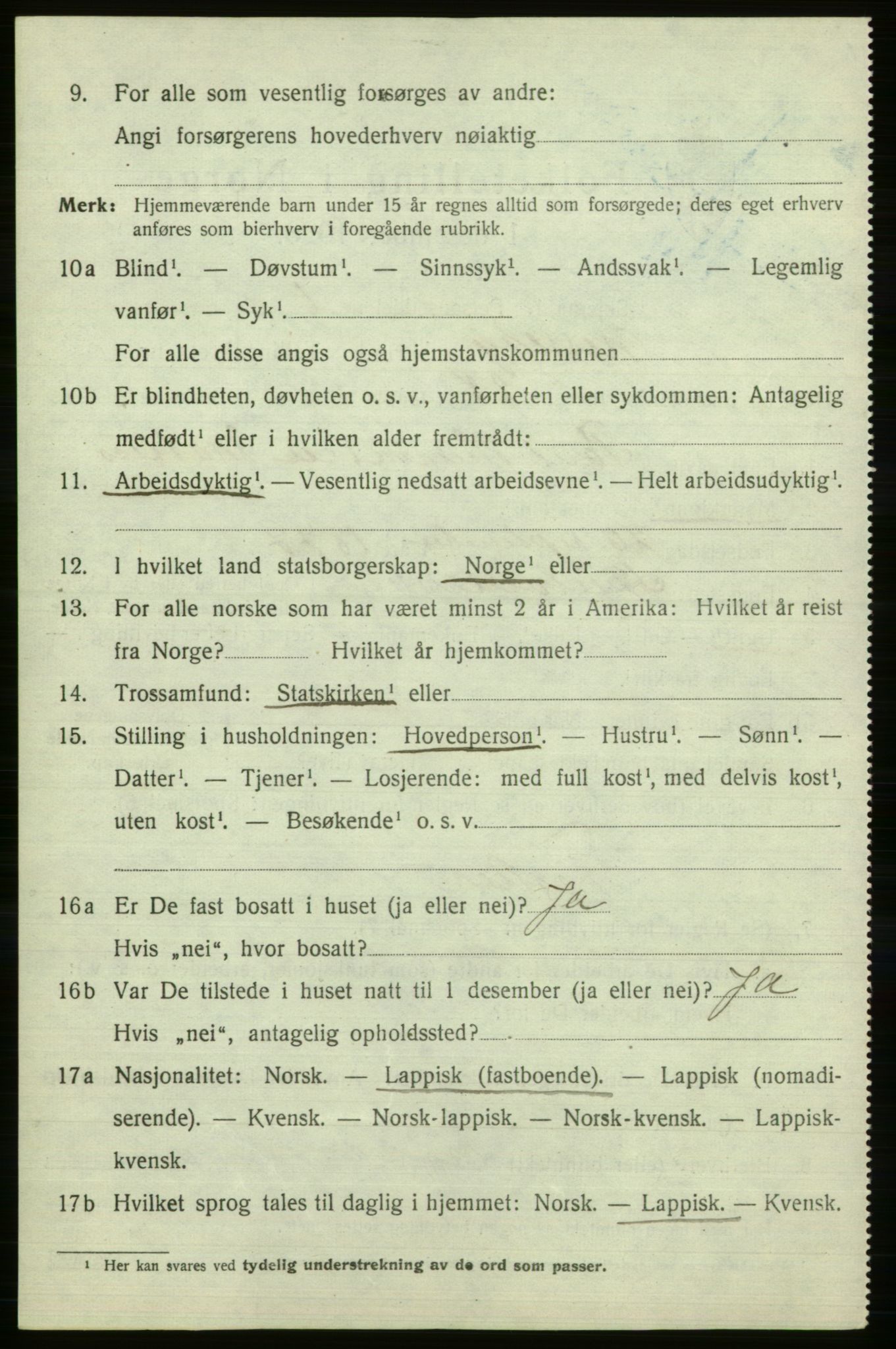 SATØ, 1920 census for Nesseby, 1920, p. 1203