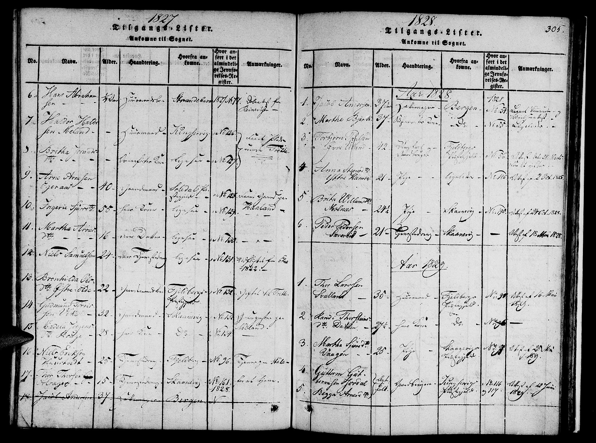 Etne sokneprestembete, SAB/A-75001/H/Haa: Parish register (official) no. A 6, 1815-1831, p. 305