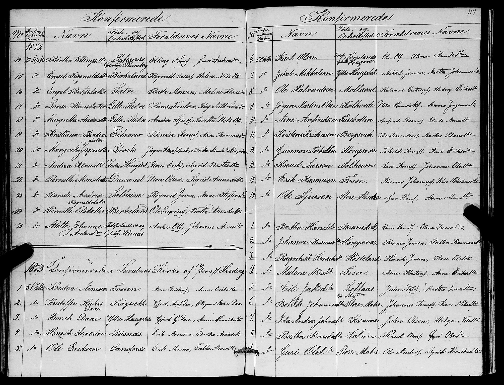 Masfjorden Sokneprestembete, SAB/A-77001: Parish register (copy) no. A 1, 1851-1875, p. 117