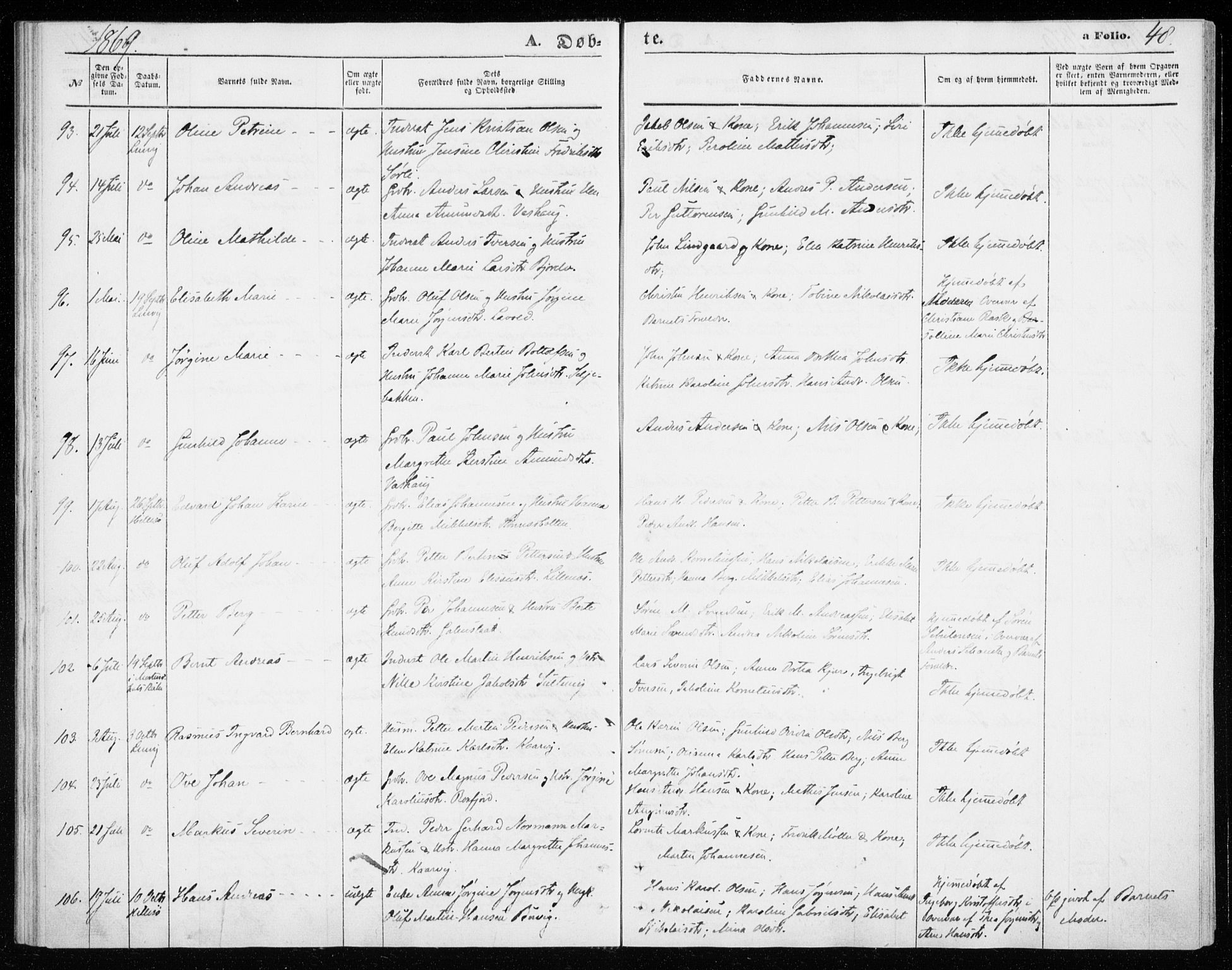 Lenvik sokneprestembete, SATØ/S-1310/H/Ha/Haa/L0009kirke: Parish register (official) no. 9, 1866-1873, p. 48
