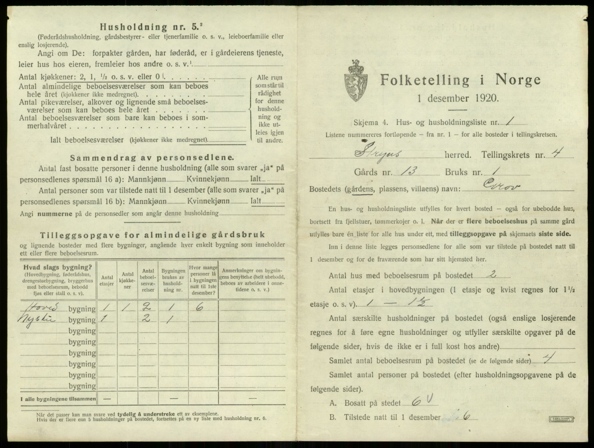 SAB, 1920 census for Stryn, 1920, p. 164