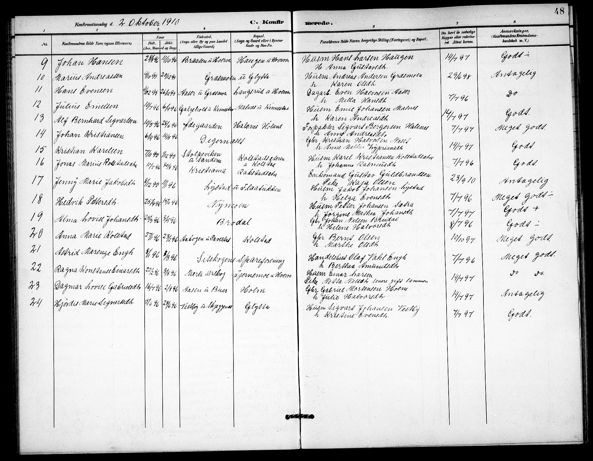 Høland prestekontor Kirkebøker, AV/SAO-A-10346a/G/Gc/L0001: Parish register (copy) no. III 1, 1902-1911, p. 48