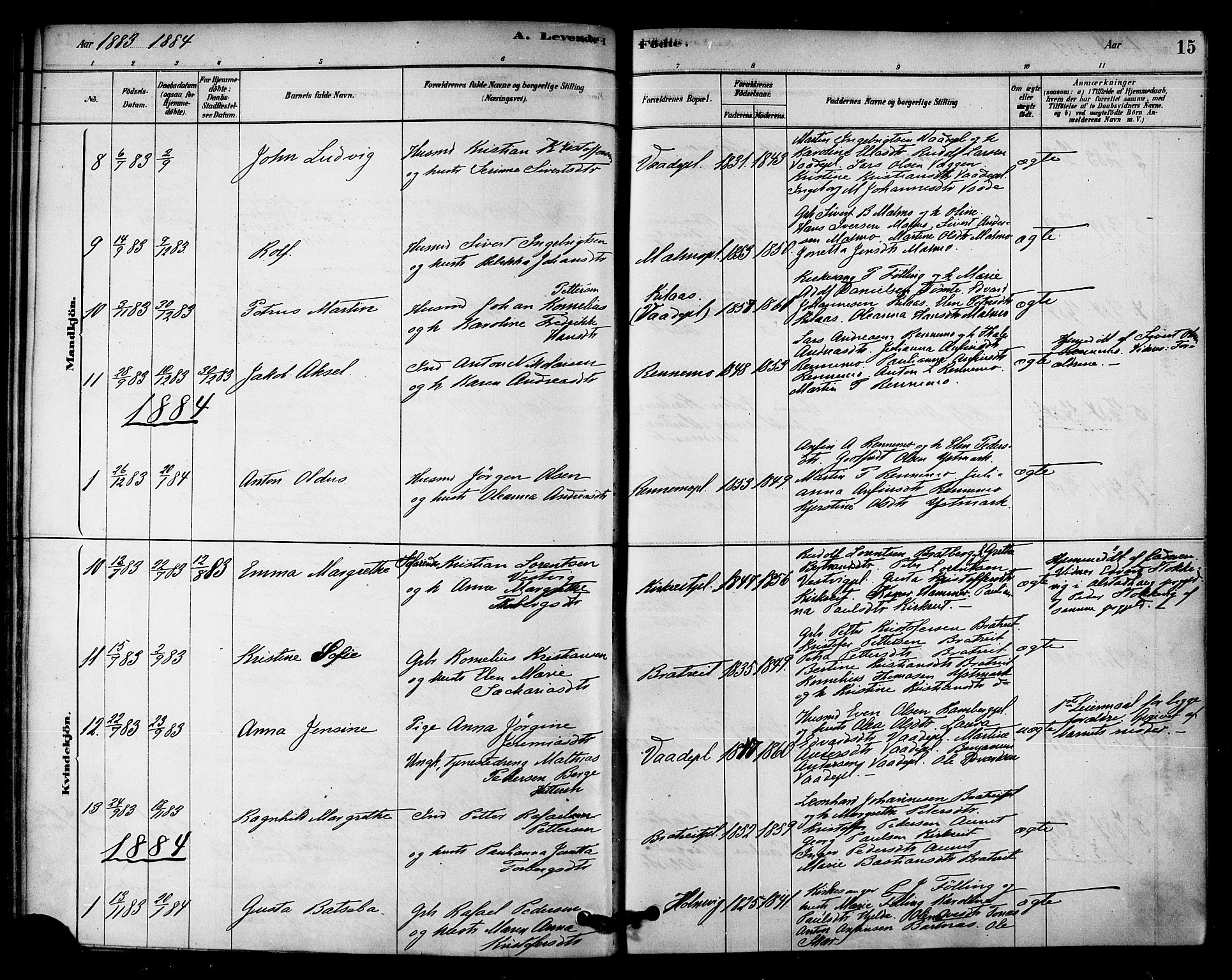 Ministerialprotokoller, klokkerbøker og fødselsregistre - Nord-Trøndelag, SAT/A-1458/745/L0429: Parish register (official) no. 745A01, 1878-1894, p. 15