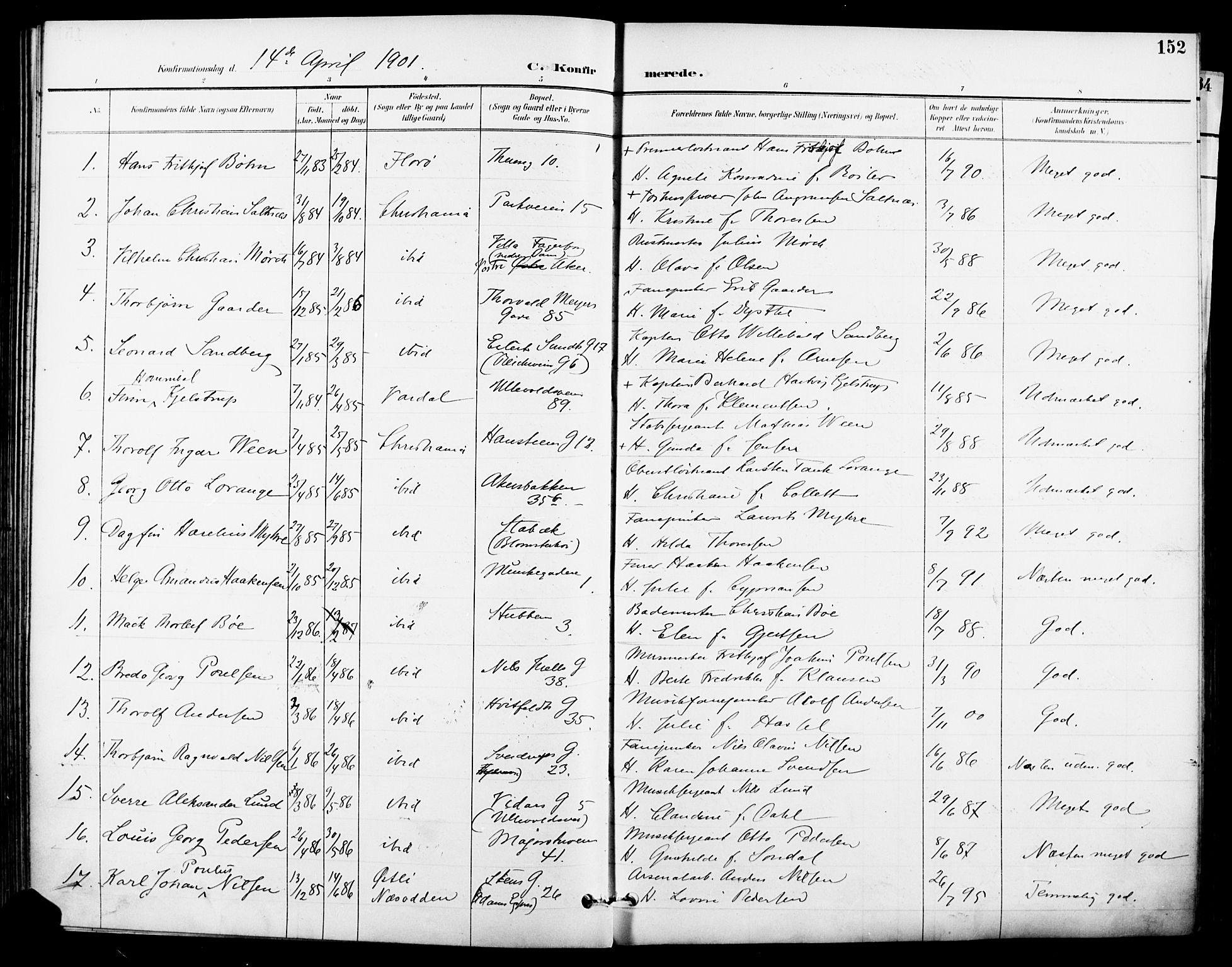 Garnisonsmenigheten Kirkebøker, AV/SAO-A-10846/F/Fa/L0013: Parish register (official) no. 13, 1894-1904, p. 152