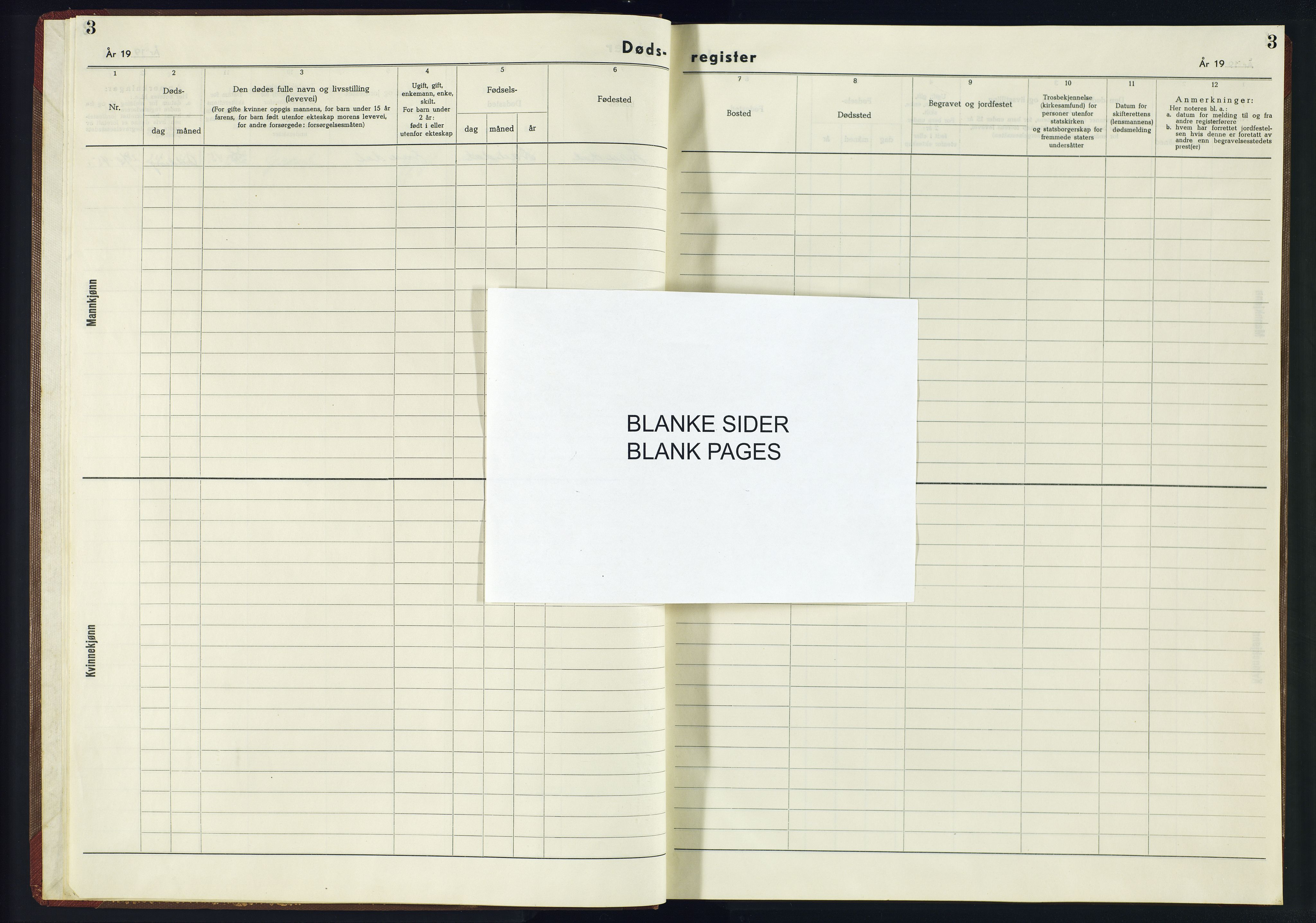 Holum sokneprestkontor, AV/SAK-1111-0022/J/Jb/L0008: II.6.8 - Dødsfallsregister Laudal, 1943-1945, p. 3
