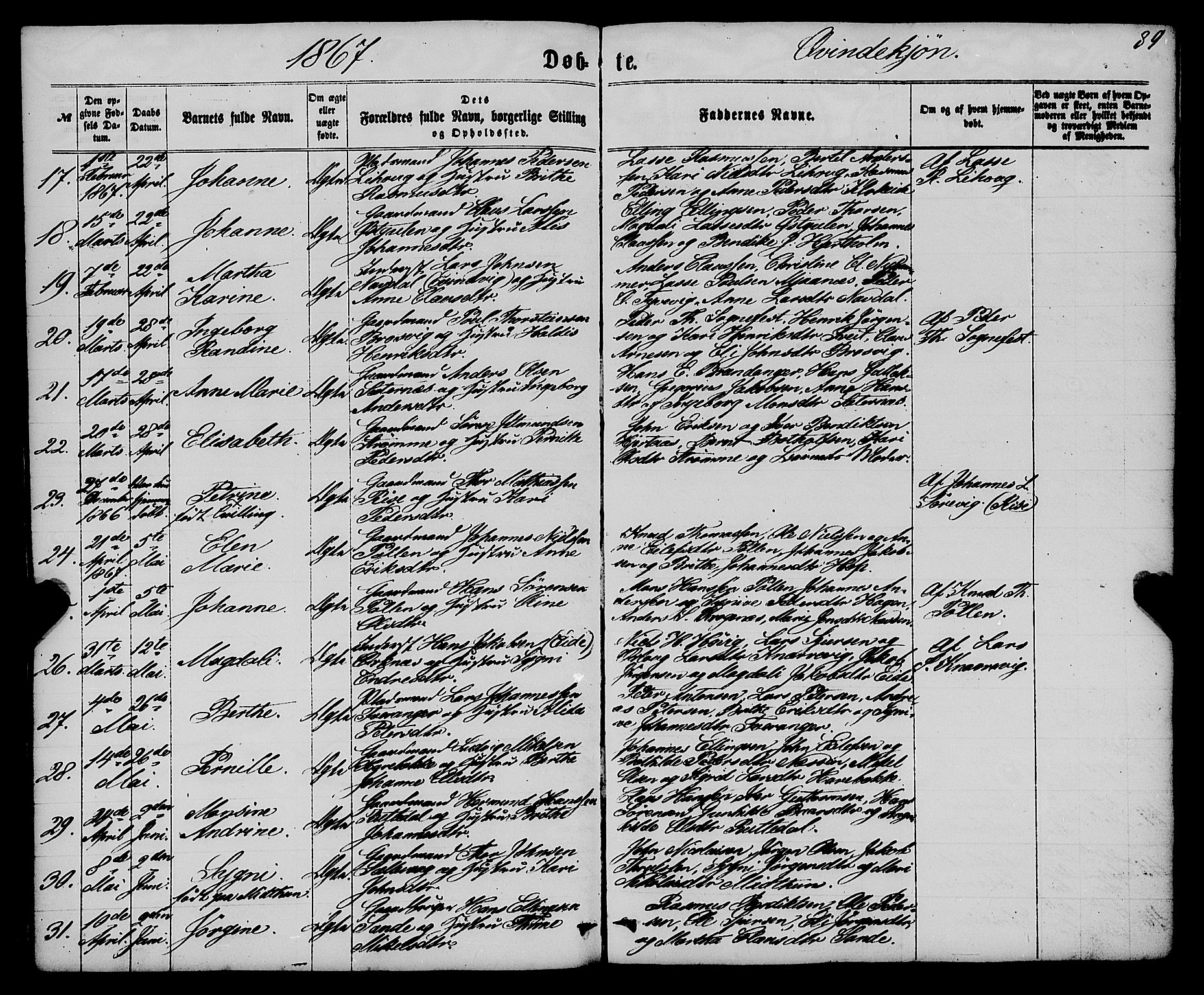Gulen sokneprestembete, SAB/A-80201/H/Haa/Haaa/L0022: Parish register (official) no. A 22, 1859-1869, p. 89