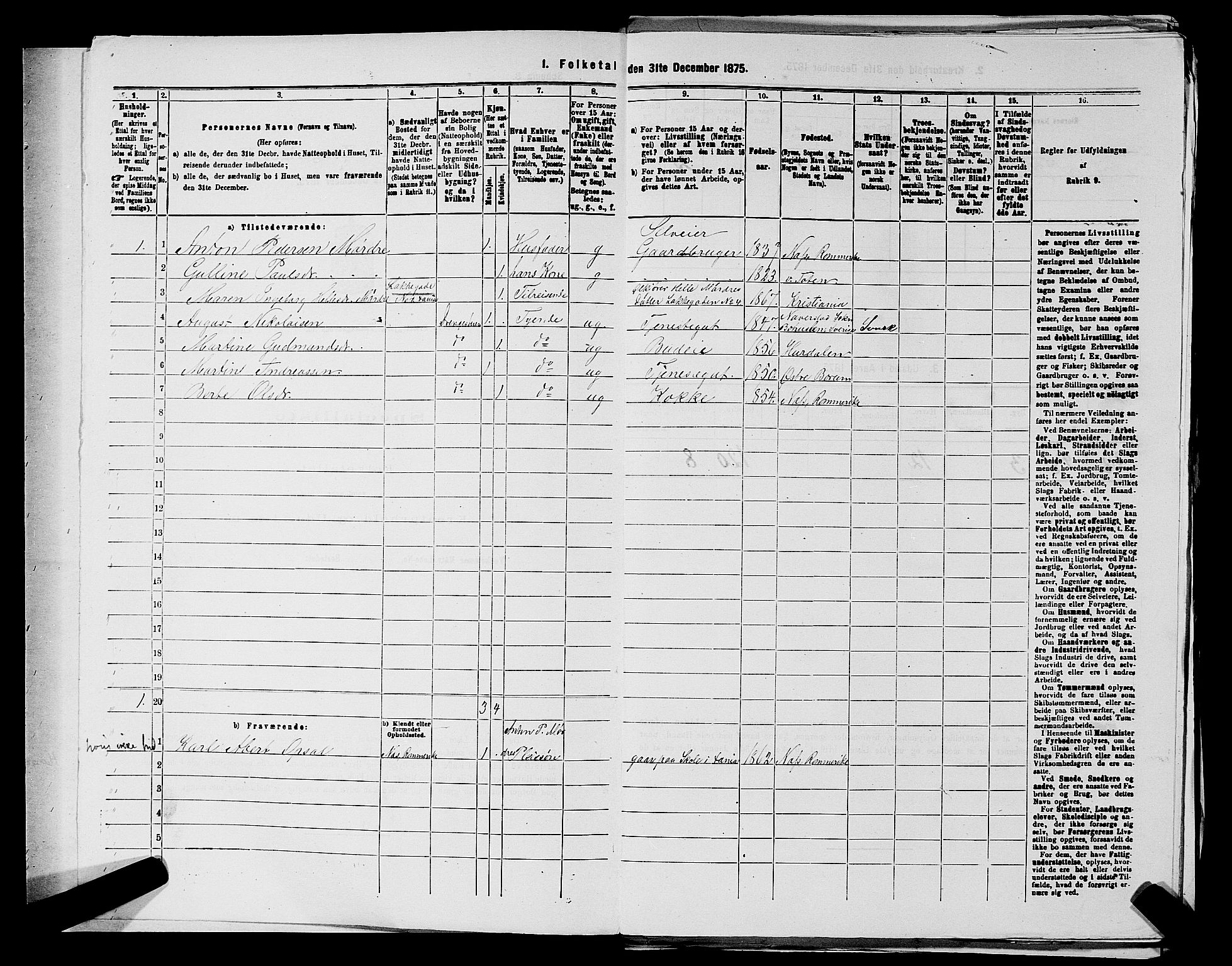 RA, 1875 census for 0220P Asker, 1875, p. 1758